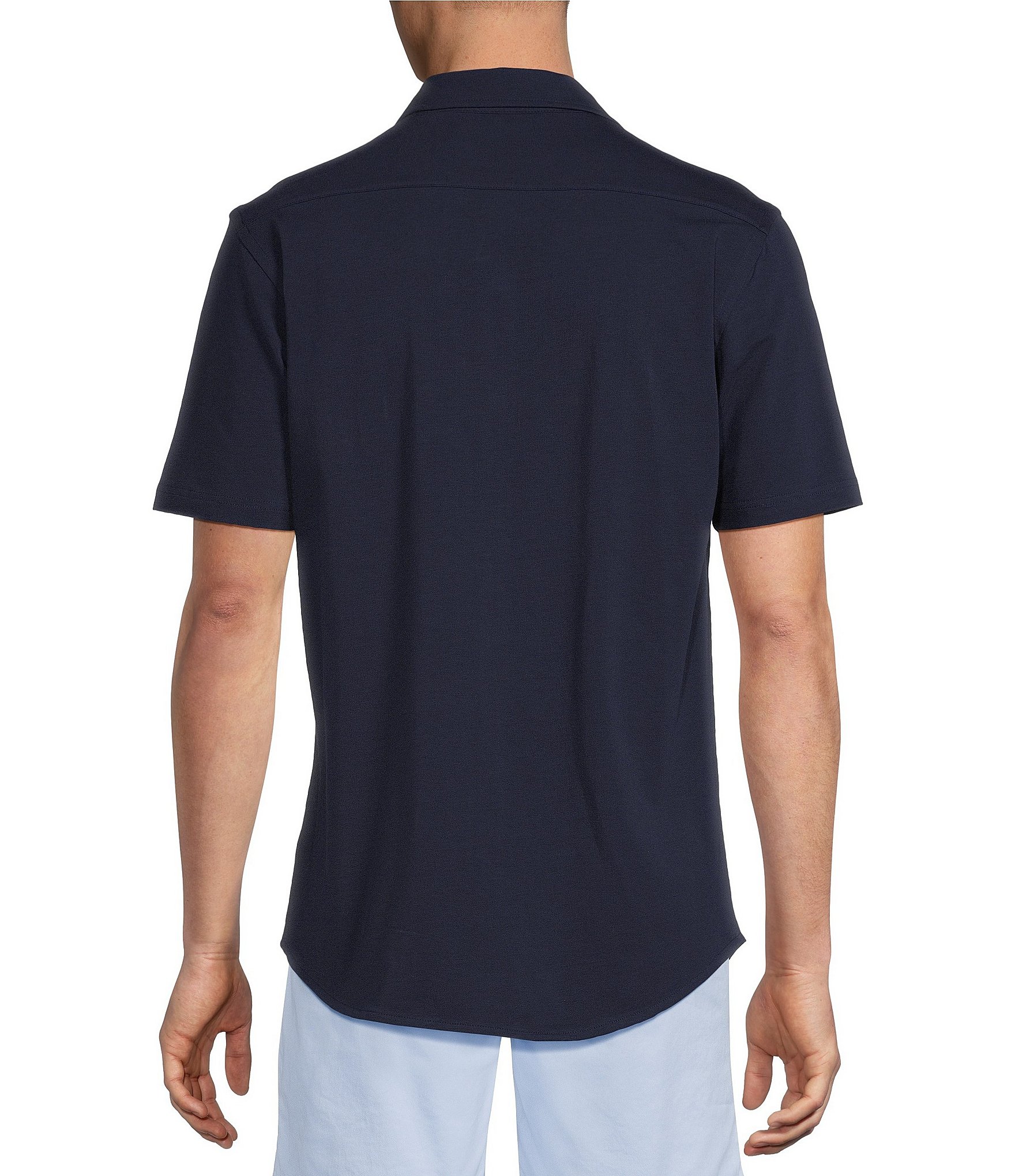 Cremieux Blue Label Solid Coat Front Short Sleeve Shirt