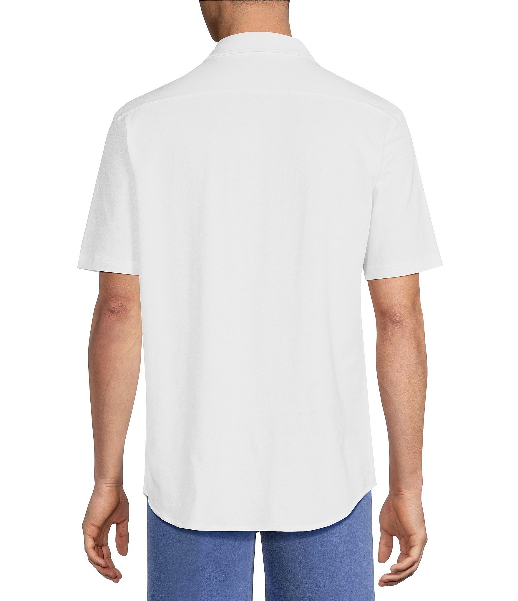 Cremieux Blue Label Solid Coat Front Short Sleeve Shirt