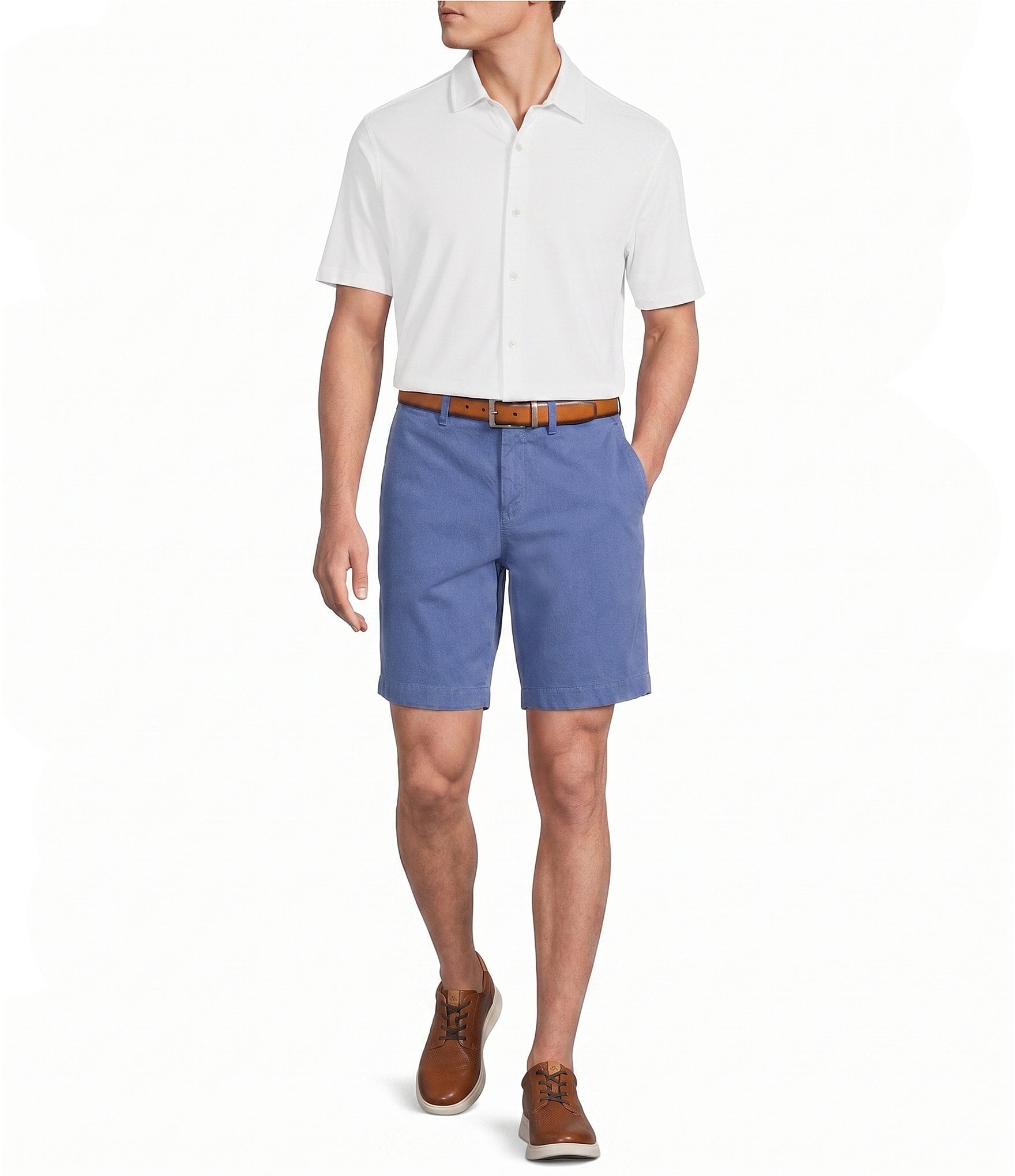 Cremieux Blue Label Solid Coat Front Short Sleeve Shirt