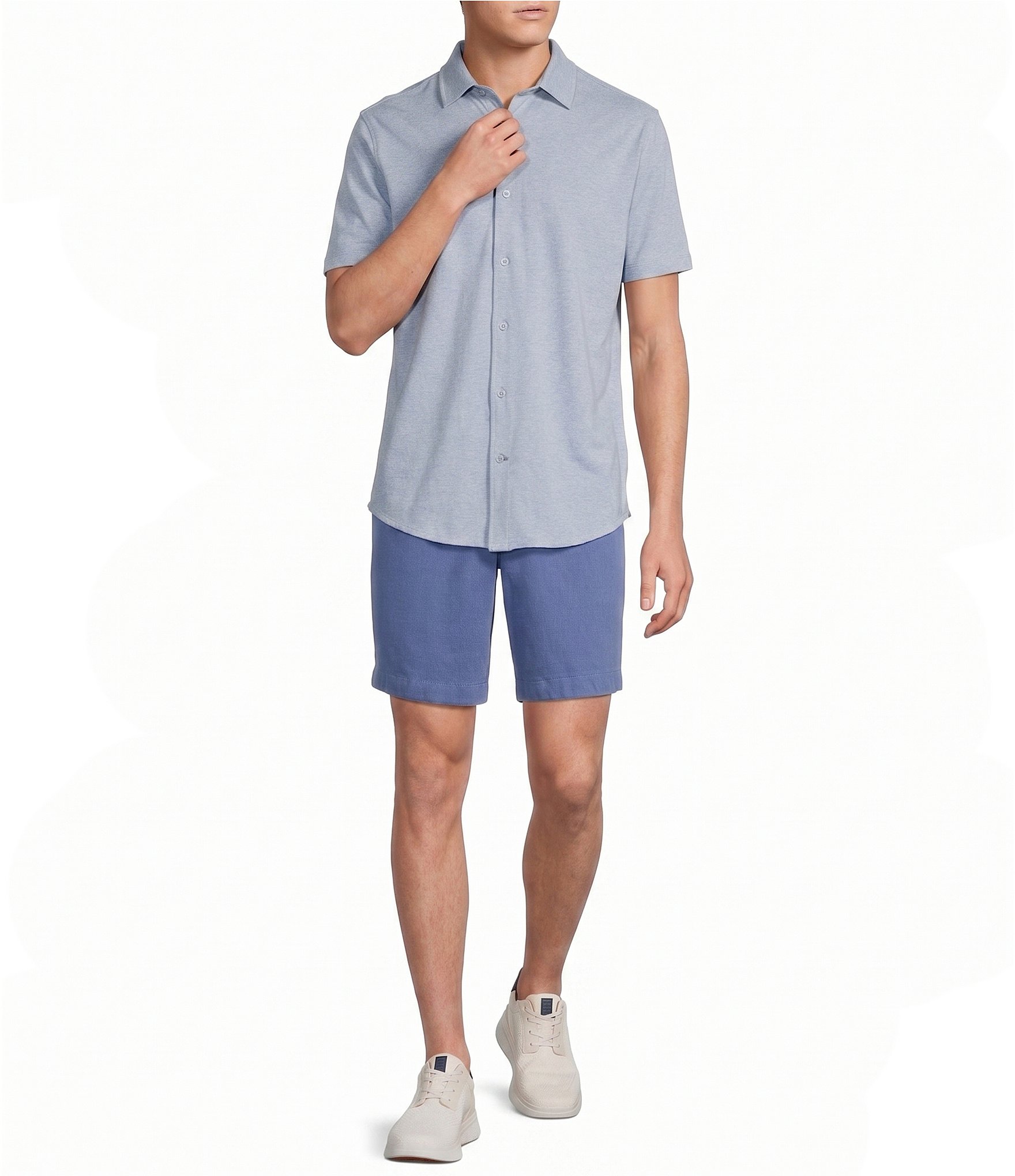 Cremieux Blue Label Solid Coat Front Short Sleeve Shirt