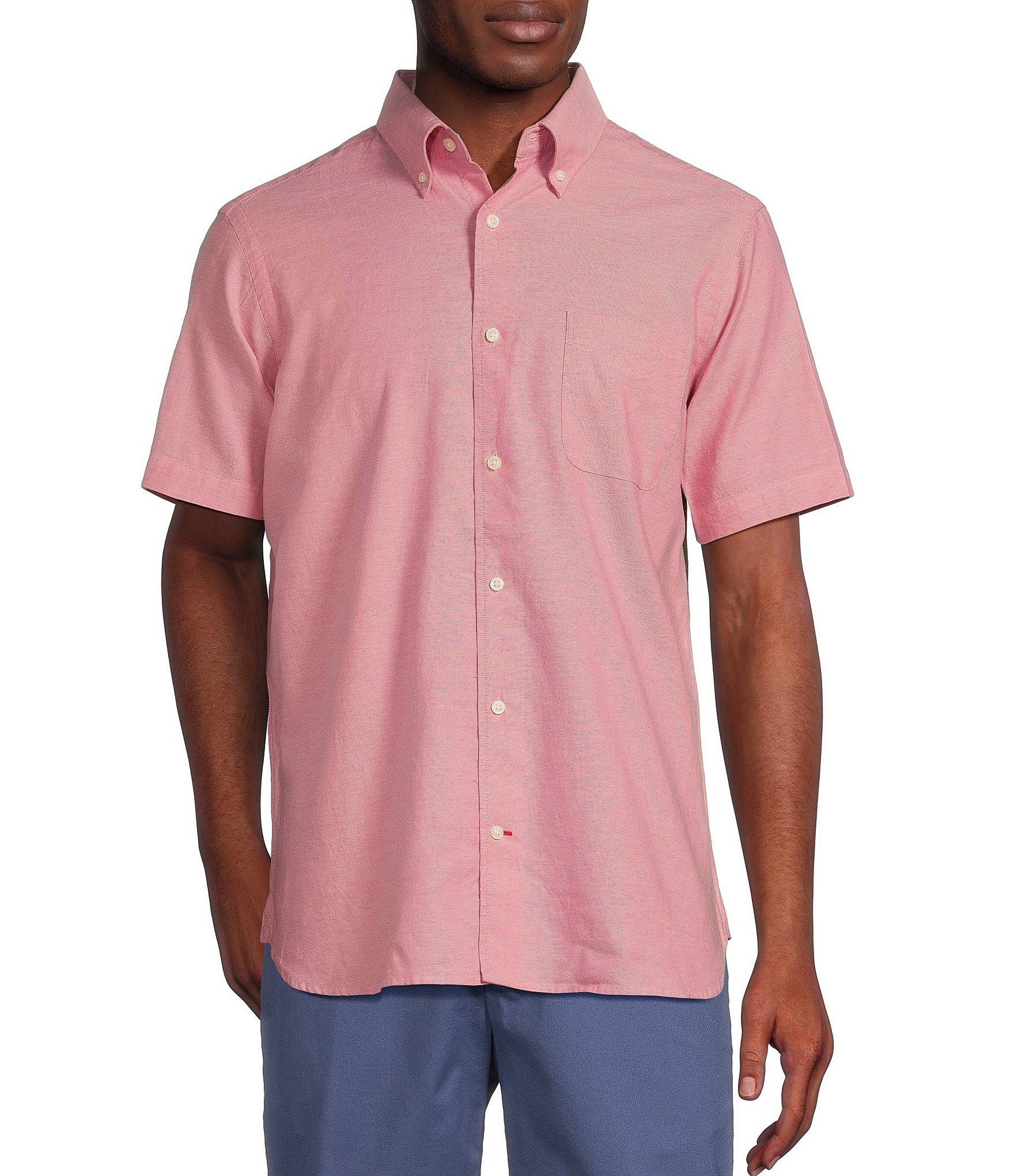 Cremieux Blue Label Solid Light Weight Oxford Short Sleeve Woven Shirt