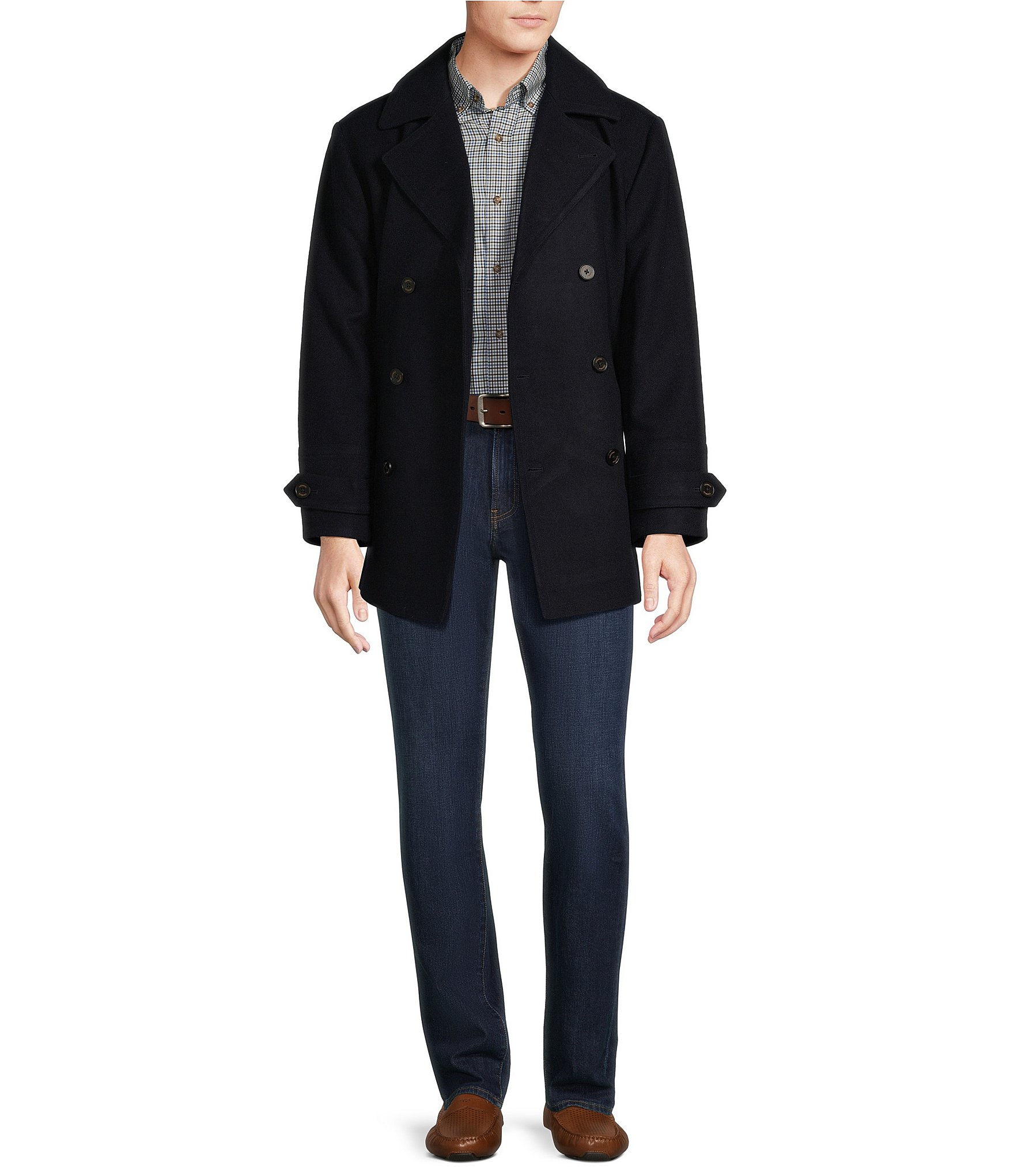 Cremieux Blue Label Solid Melton Wool Peacoat Jacket