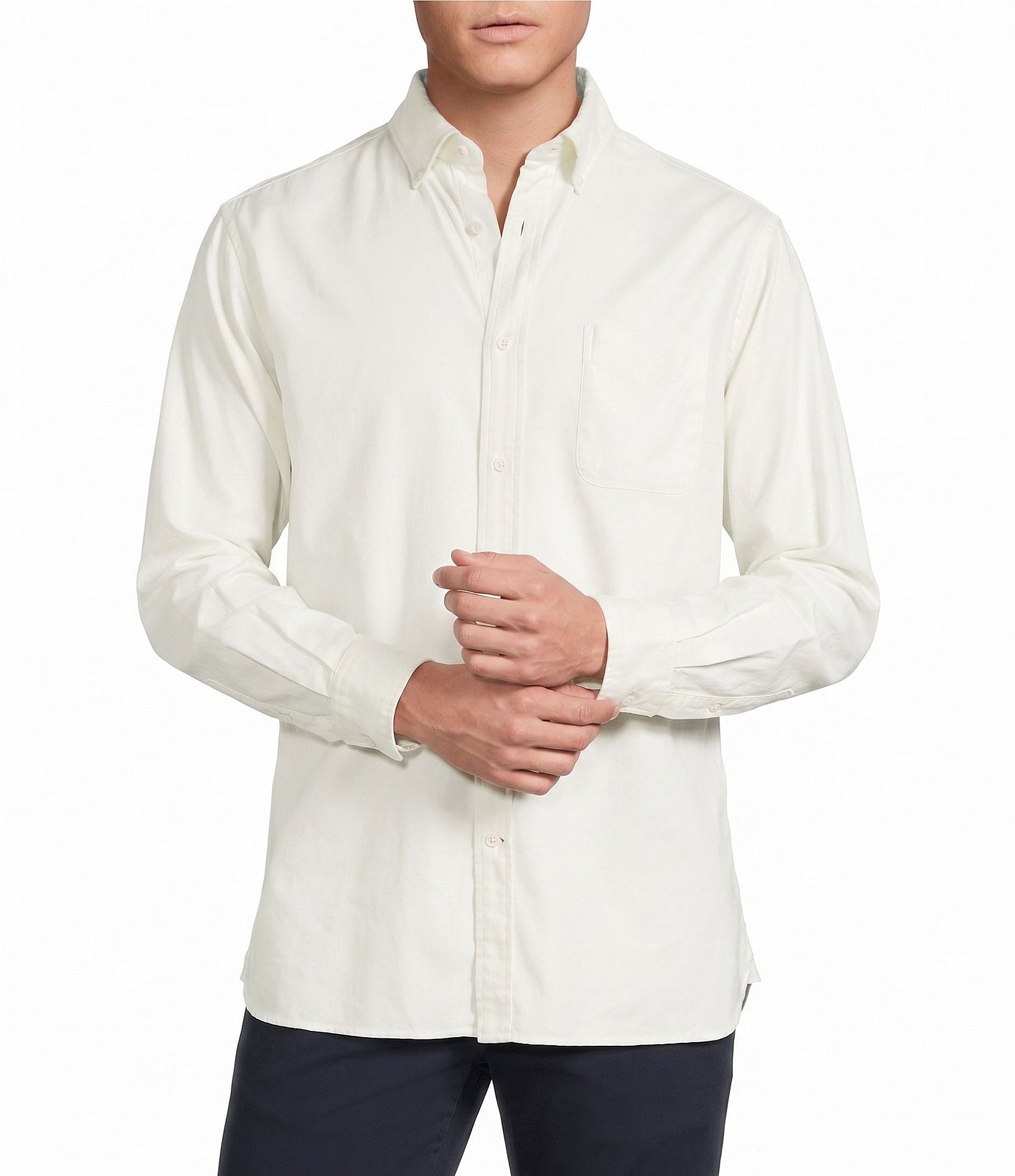 Cremieux Blue Label Solid Oxford Long Sleeve Woven Shirt