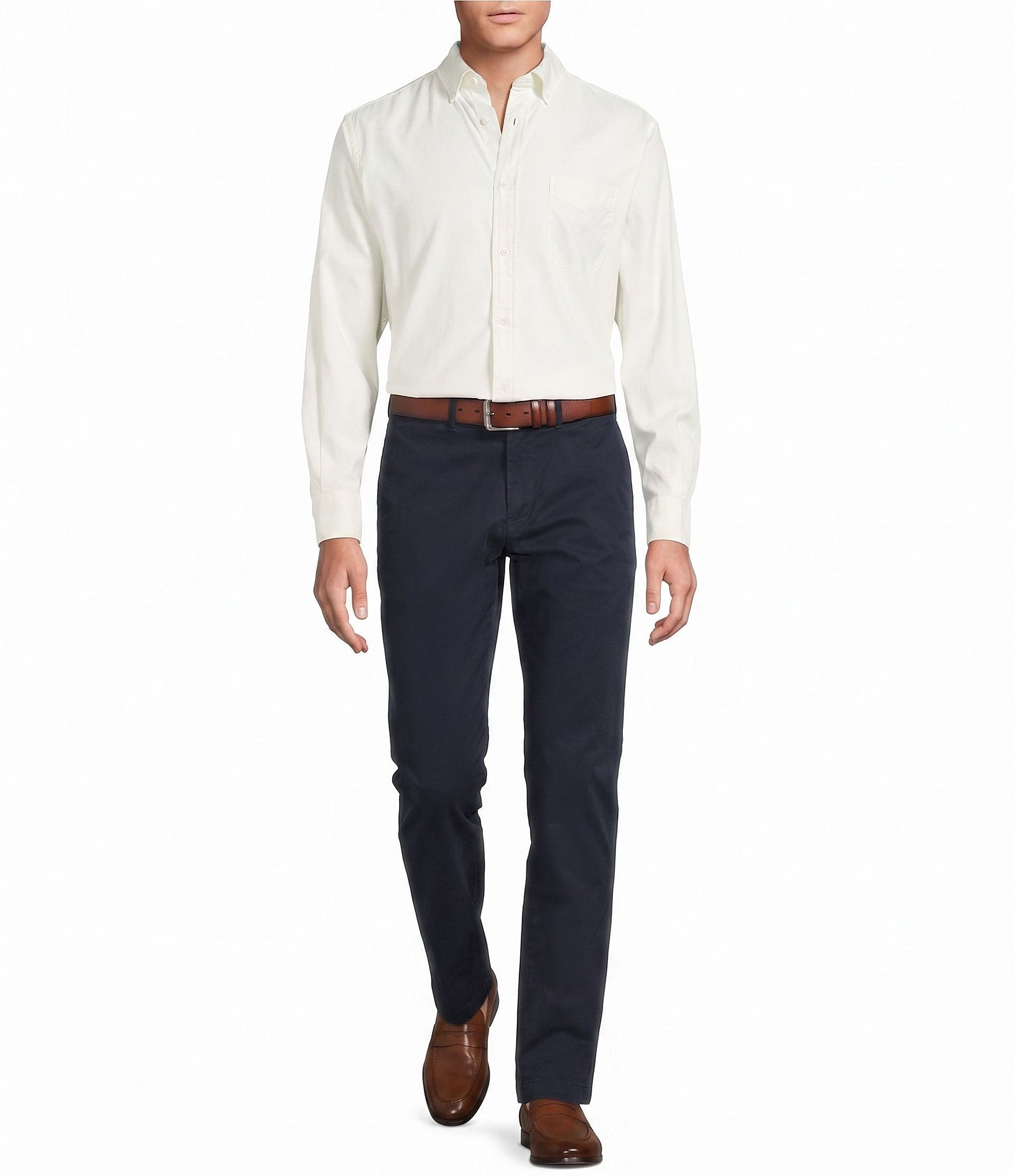 Cremieux Blue Label Solid Oxford Long Sleeve Woven Shirt