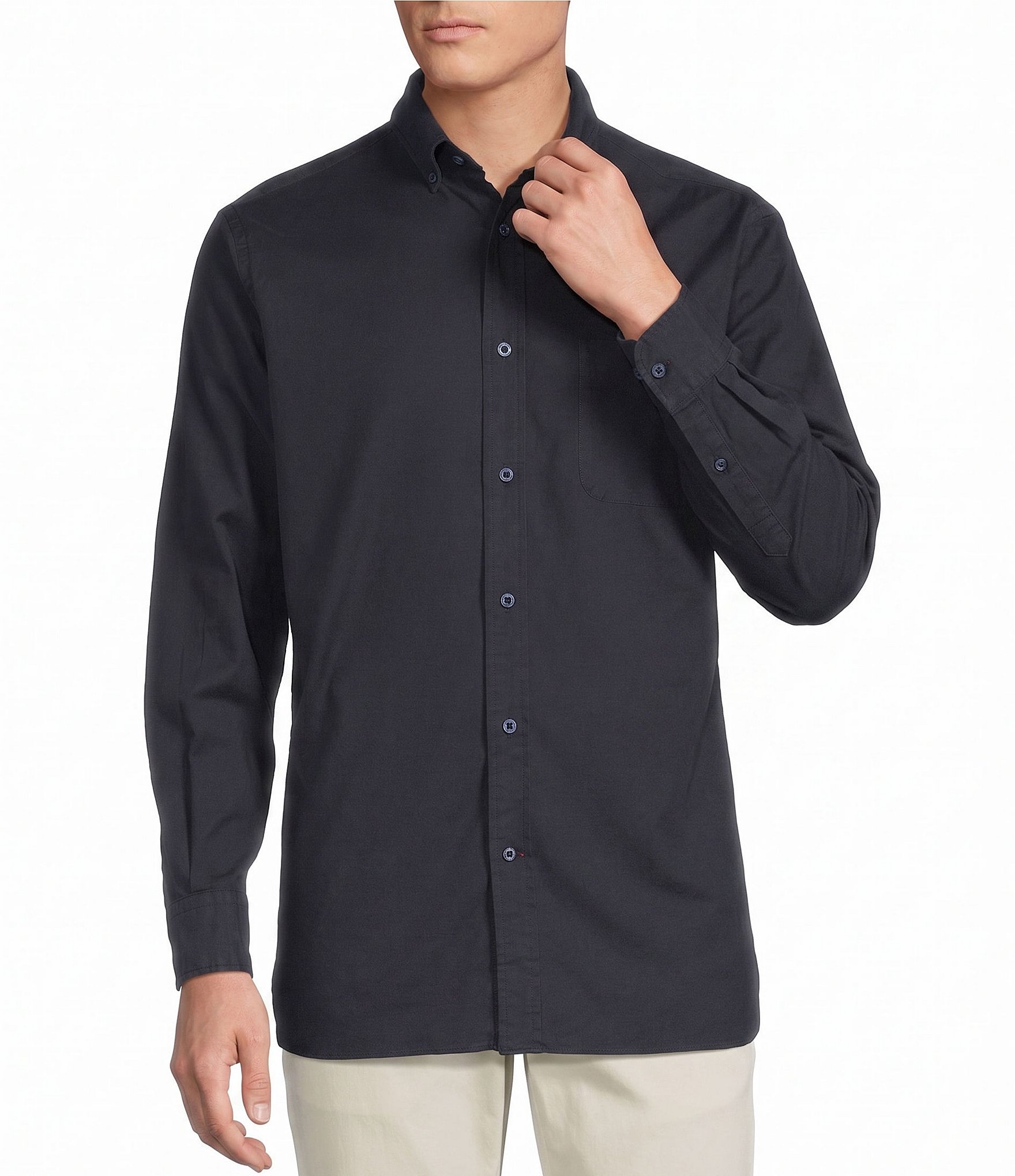 Cremieux Blue Label Solid Oxford Long Sleeve Woven Shirt