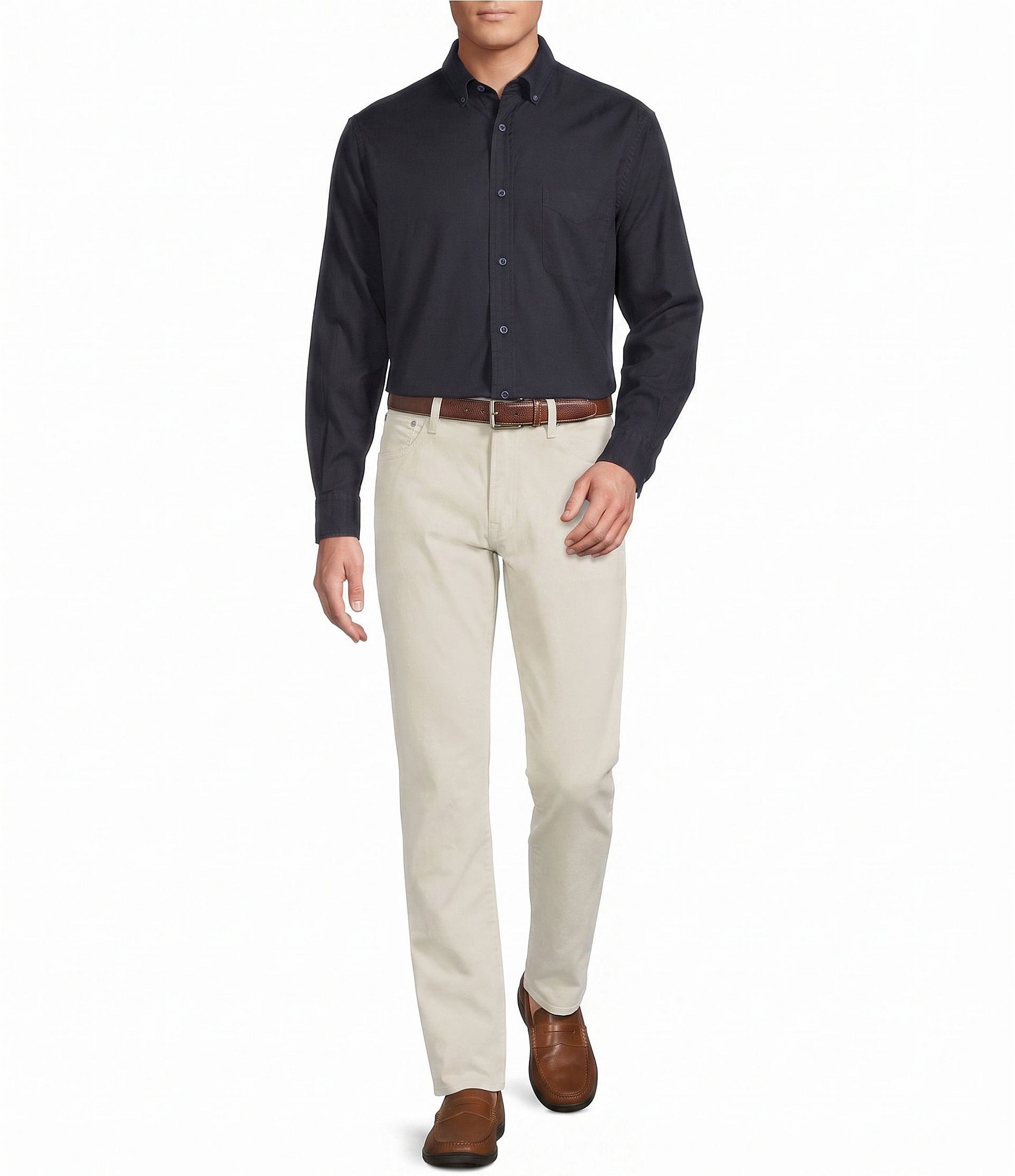 Cremieux Blue Label Solid Oxford Long Sleeve Woven Shirt