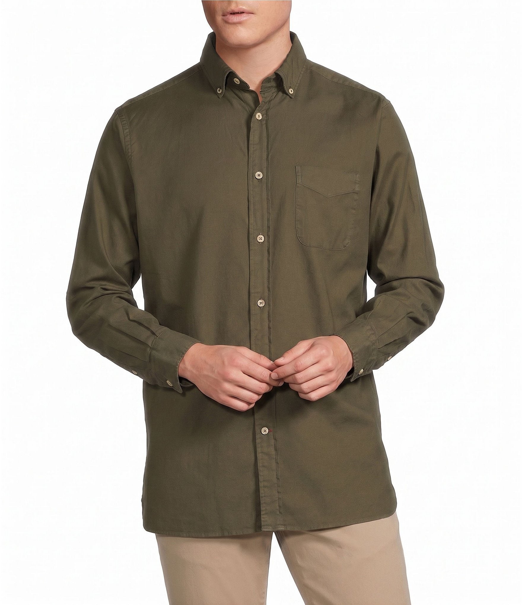 Cremieux Blue Label Solid Oxford Long Sleeve Woven Shirt