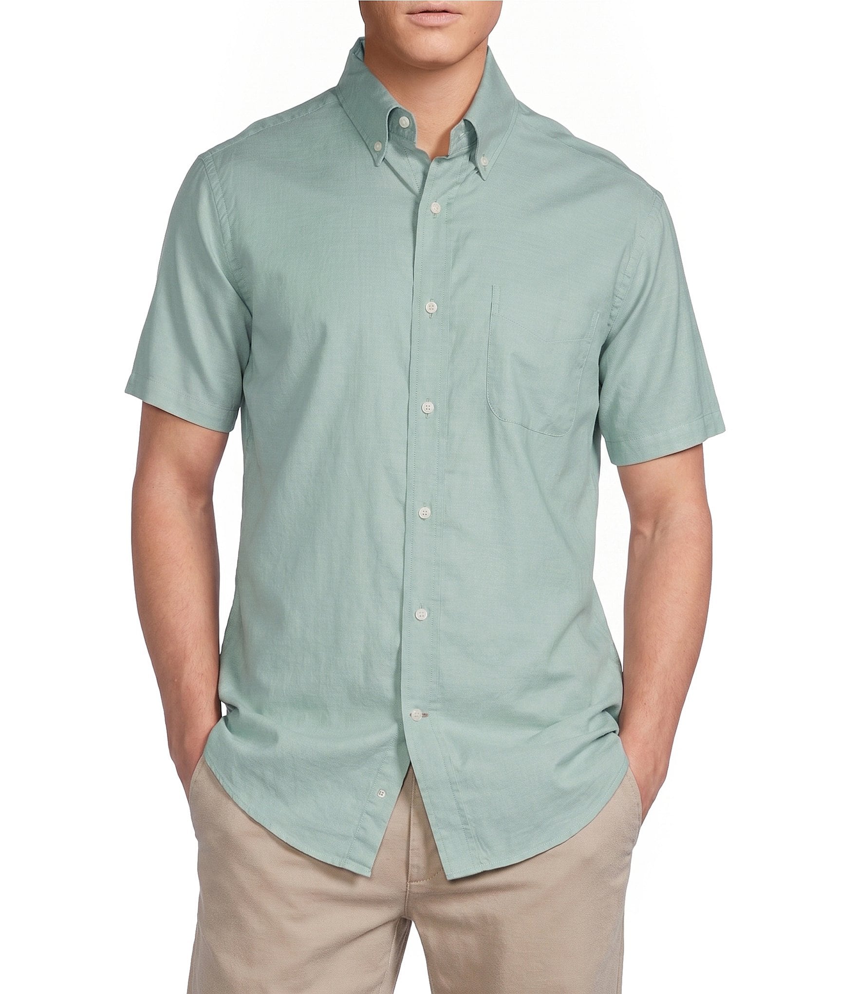 Cremieux Blue Label Solid Oxford Short Sleeve Woven Shirt