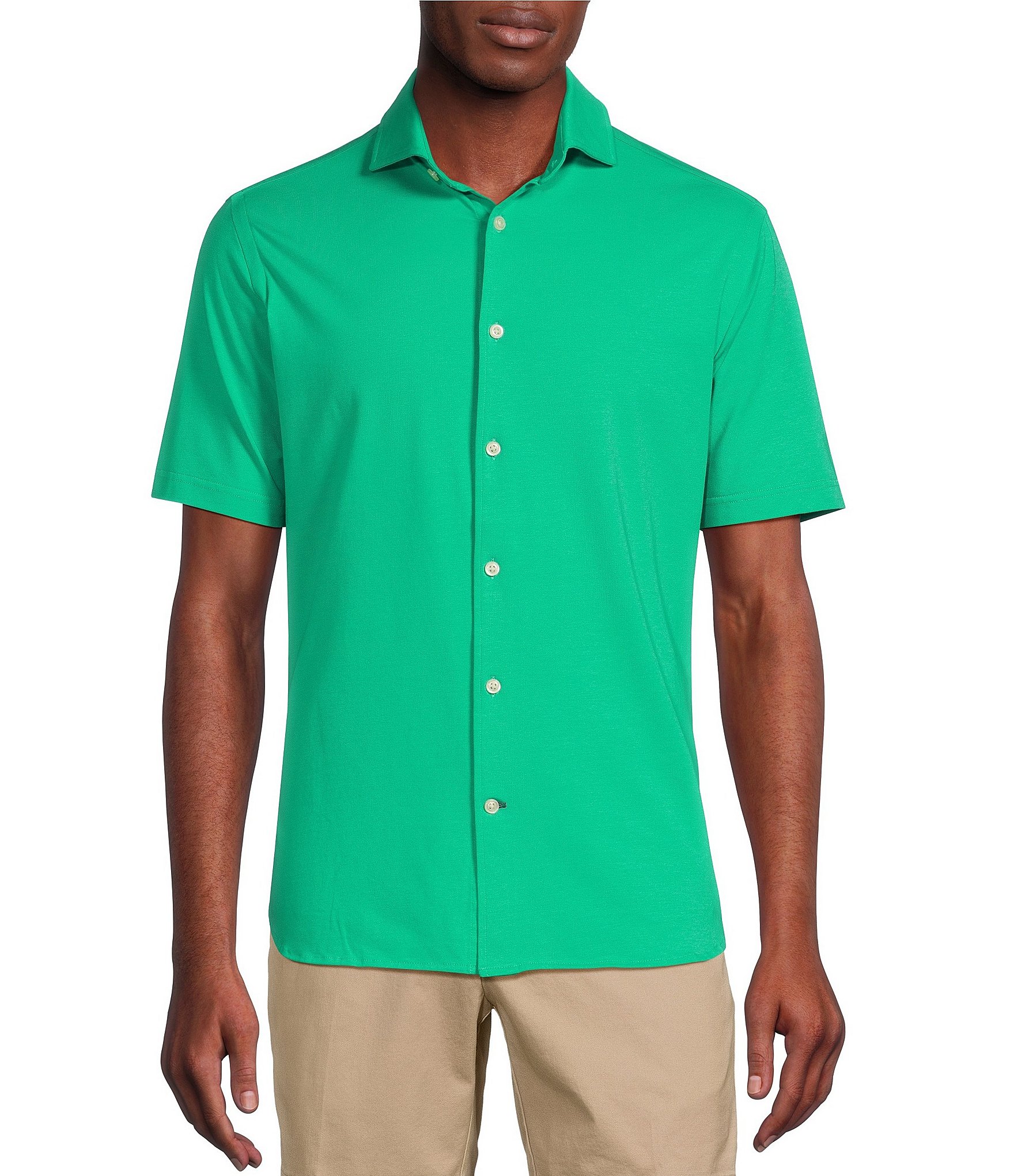 Cremieux Blue Label Solid Short Sleeve Jersey Coatfront Shirt | Dillard's