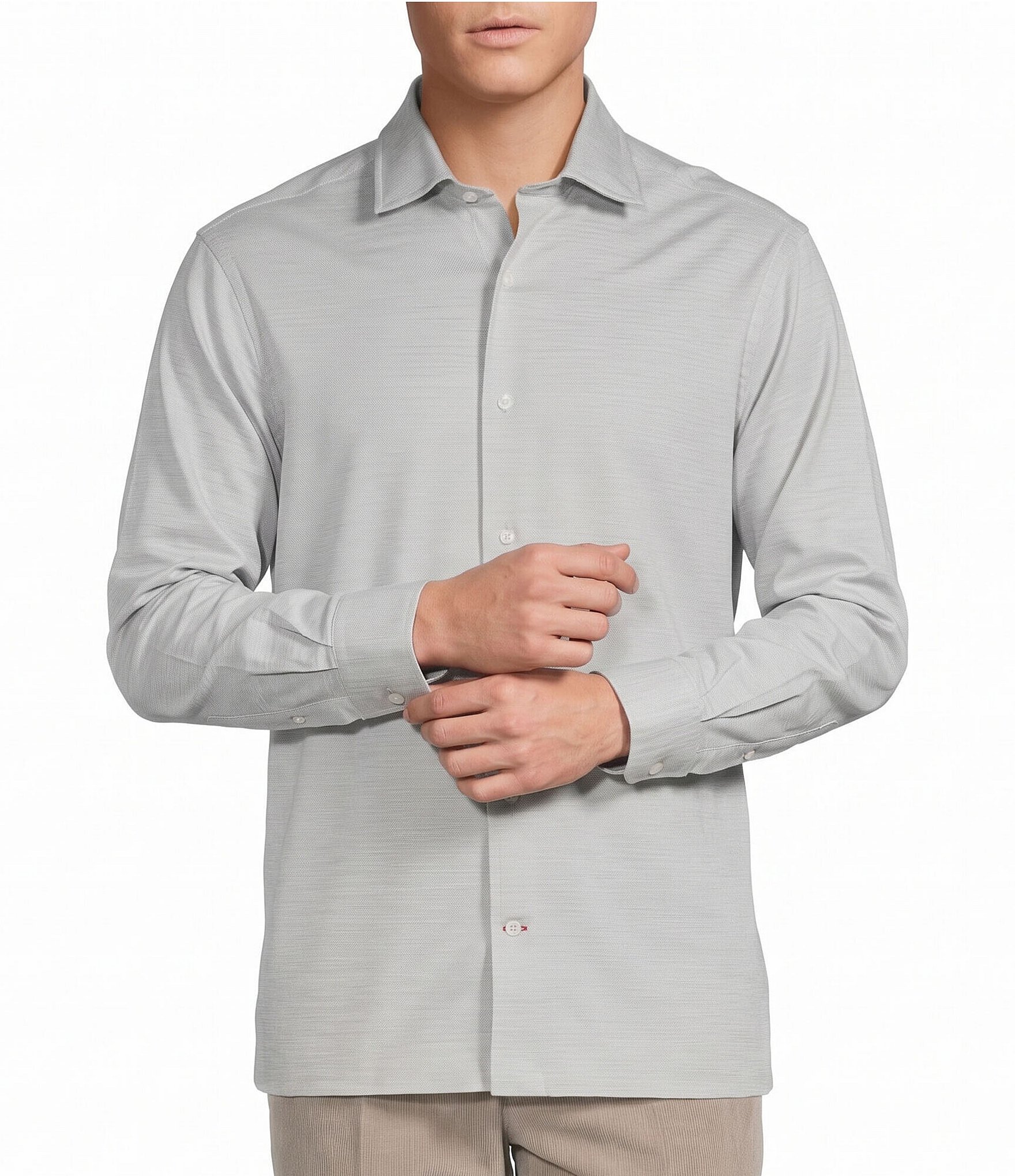 Cremieux Blue Label Solid Stretch Long Sleeve Woven Shirt