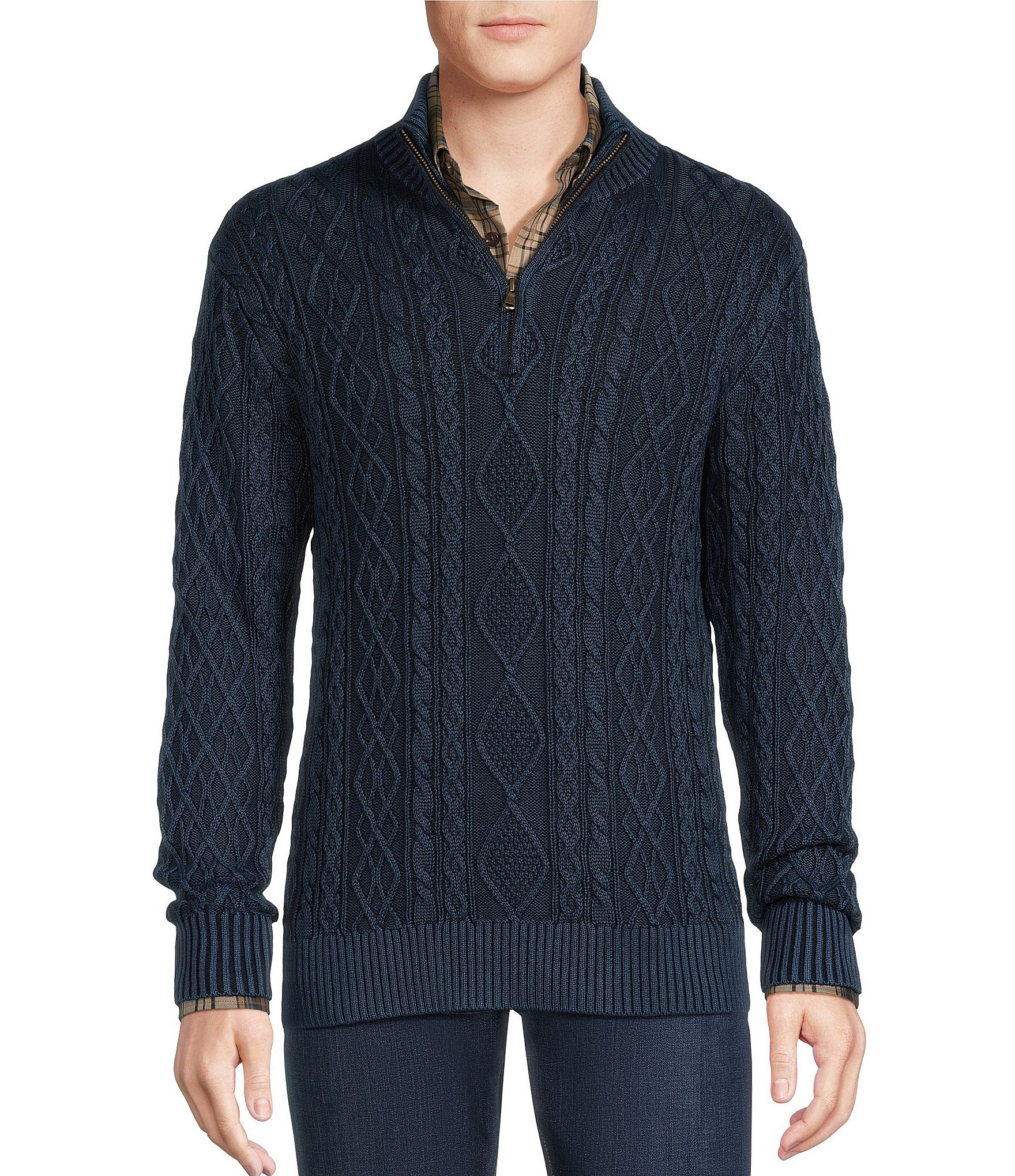 Cremieux Blue Label The Gamekeeper Collection Garment-Dyed Cable Knit ...