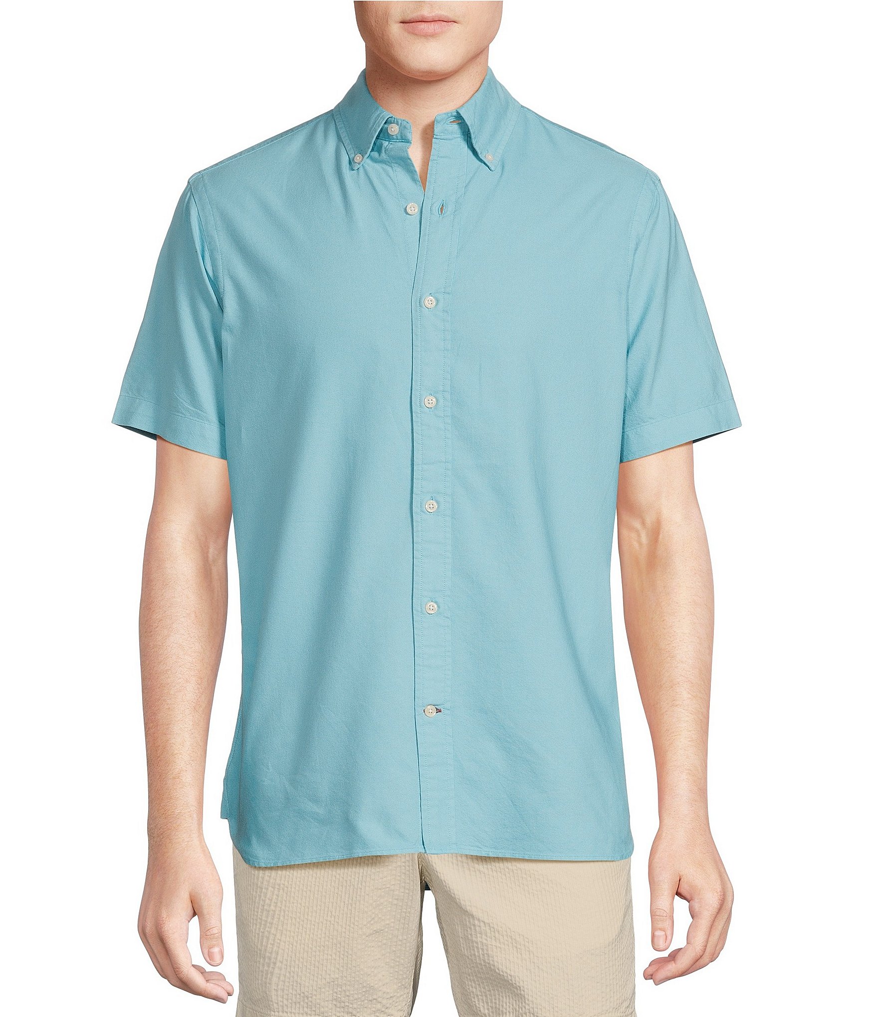 Cremieux Blue Label Washed Down Collection Solid Oxford Short Sleeve ...