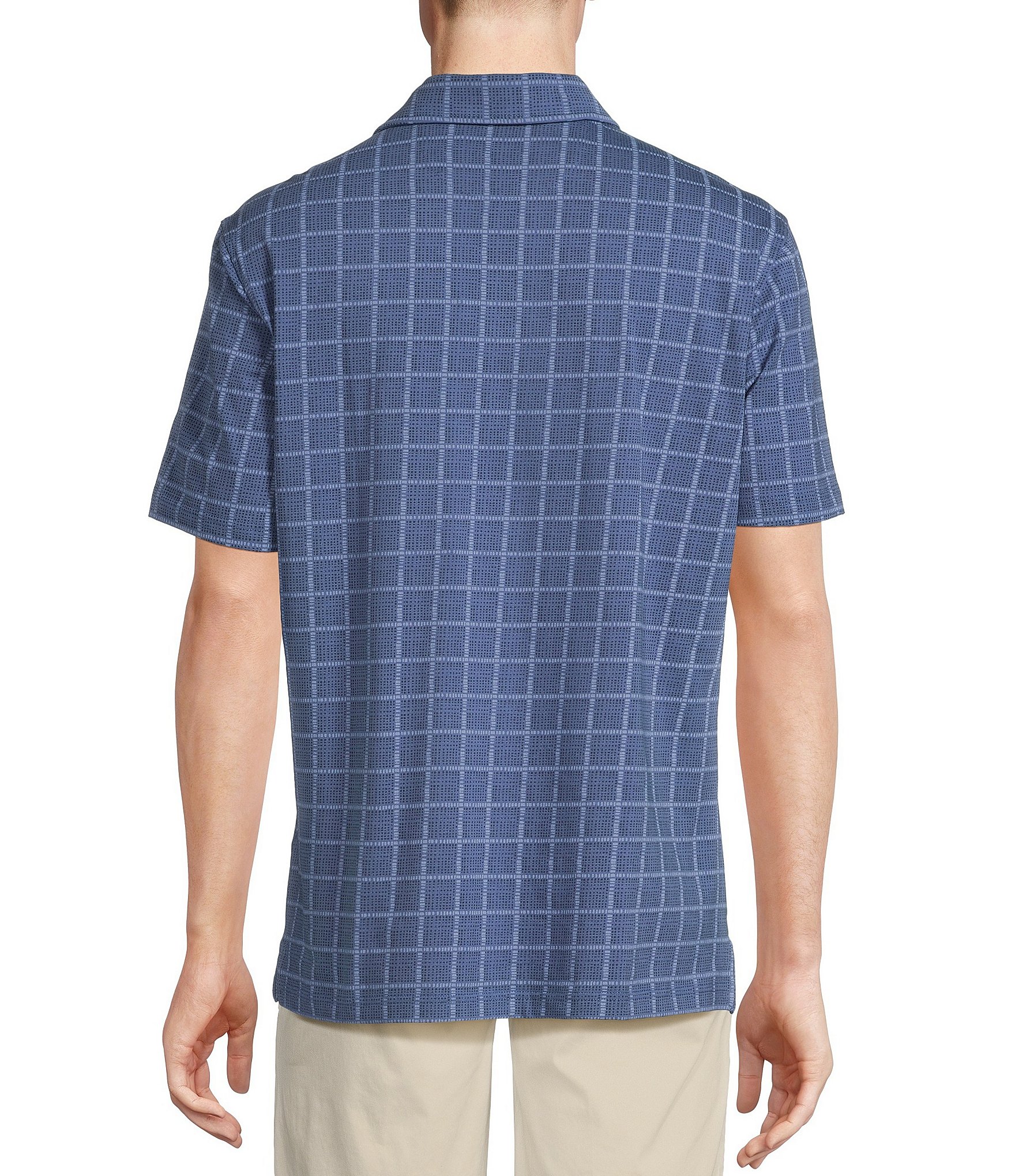 Cremieux Blue Label Windowpane Classic Fit Jersey Short Sleeve Polo Shirt