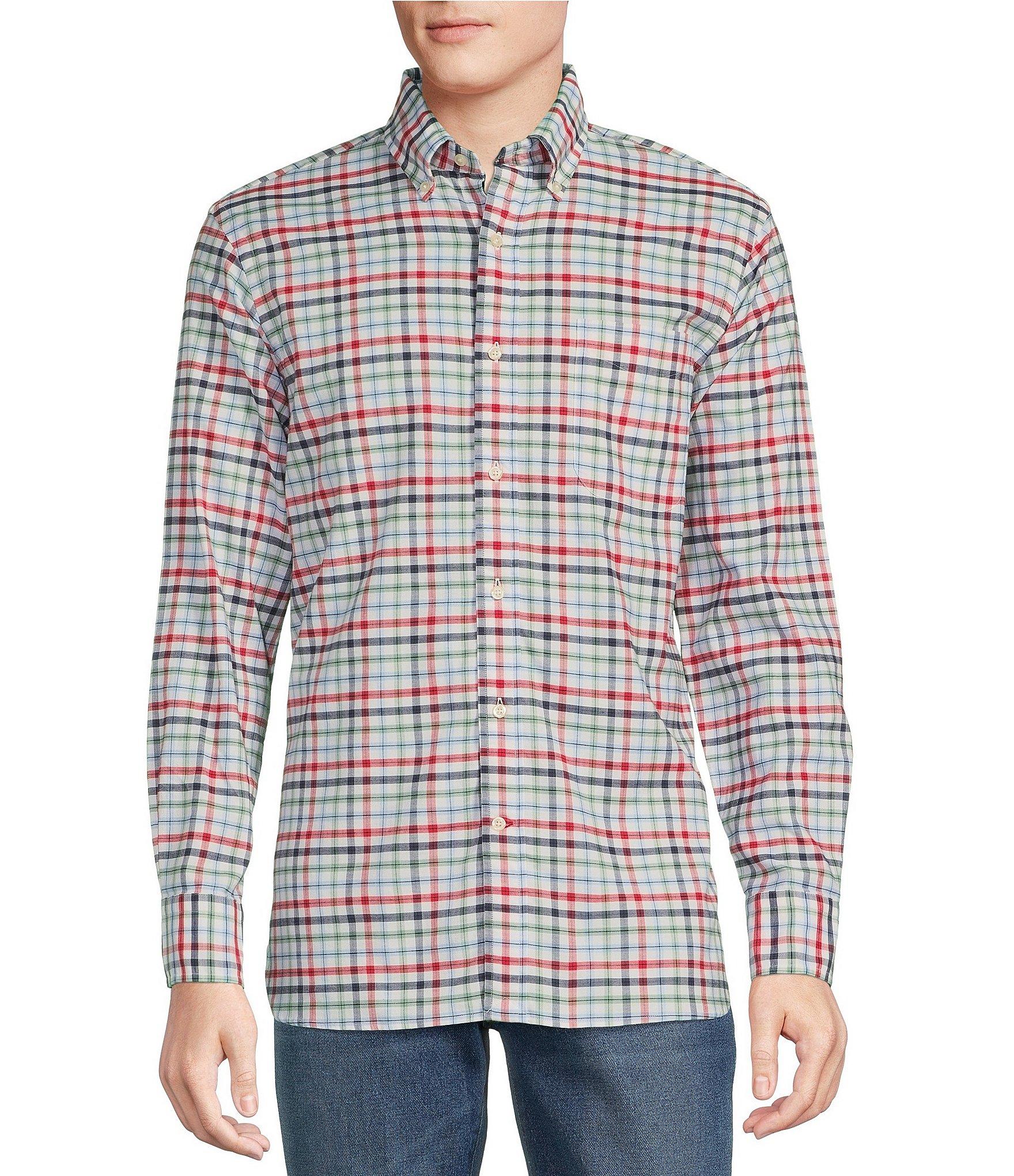 Cremieux Blue Label Checked Stretch Oxford Long-Sleeve Woven Shirt ...