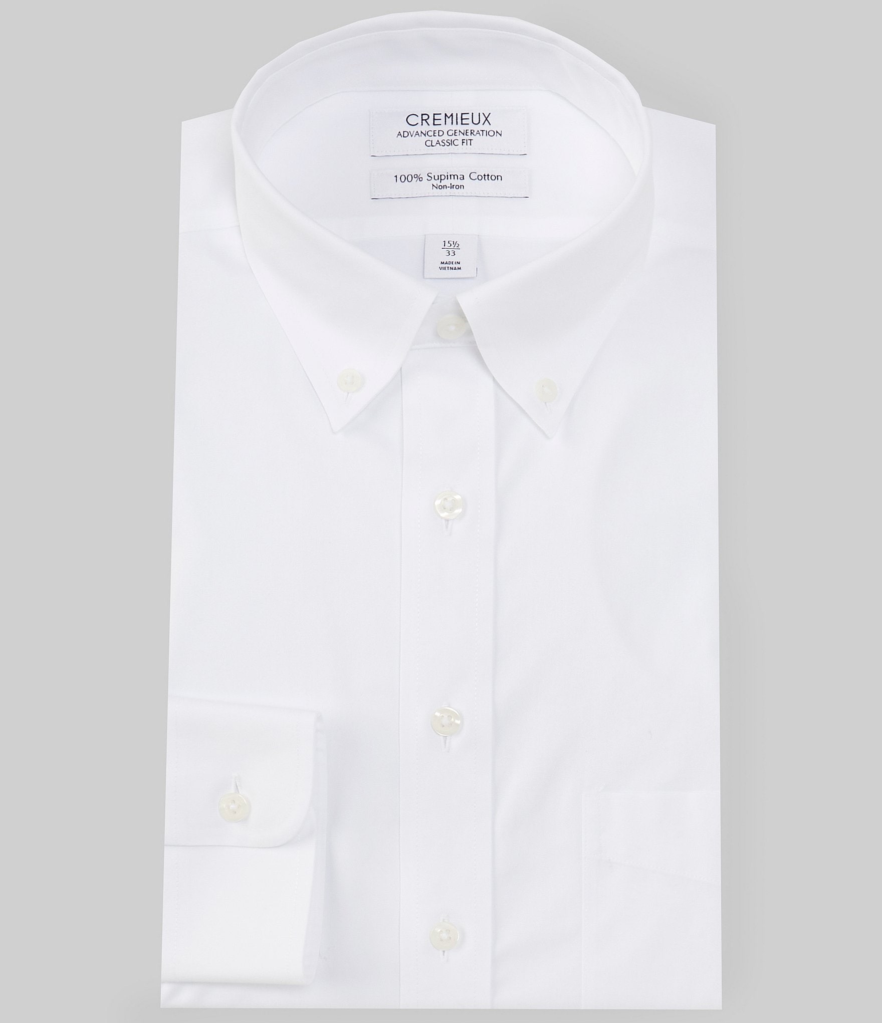 Cremieux Classic Fit Non-Iron Button Down Collar Solid Pinpoint Dress Shirt