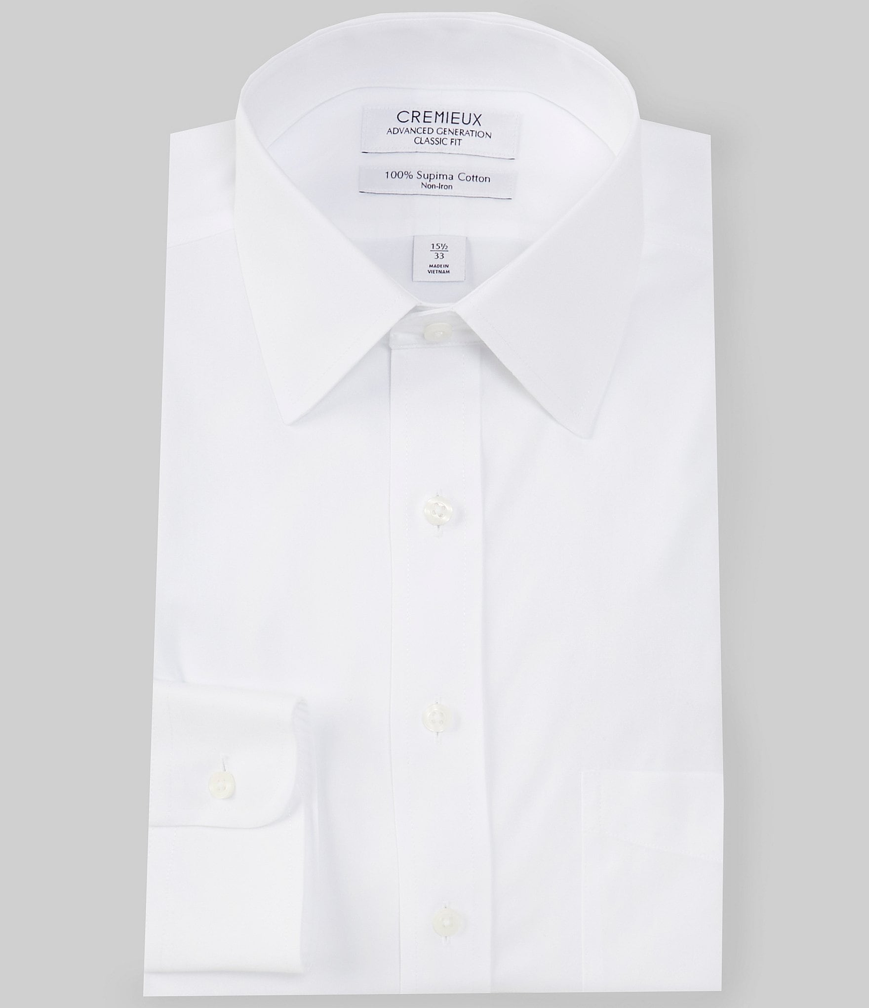 Cremieux Classic Fit Non-Iron Point Collar Solid Pinpoint Dress Shirt