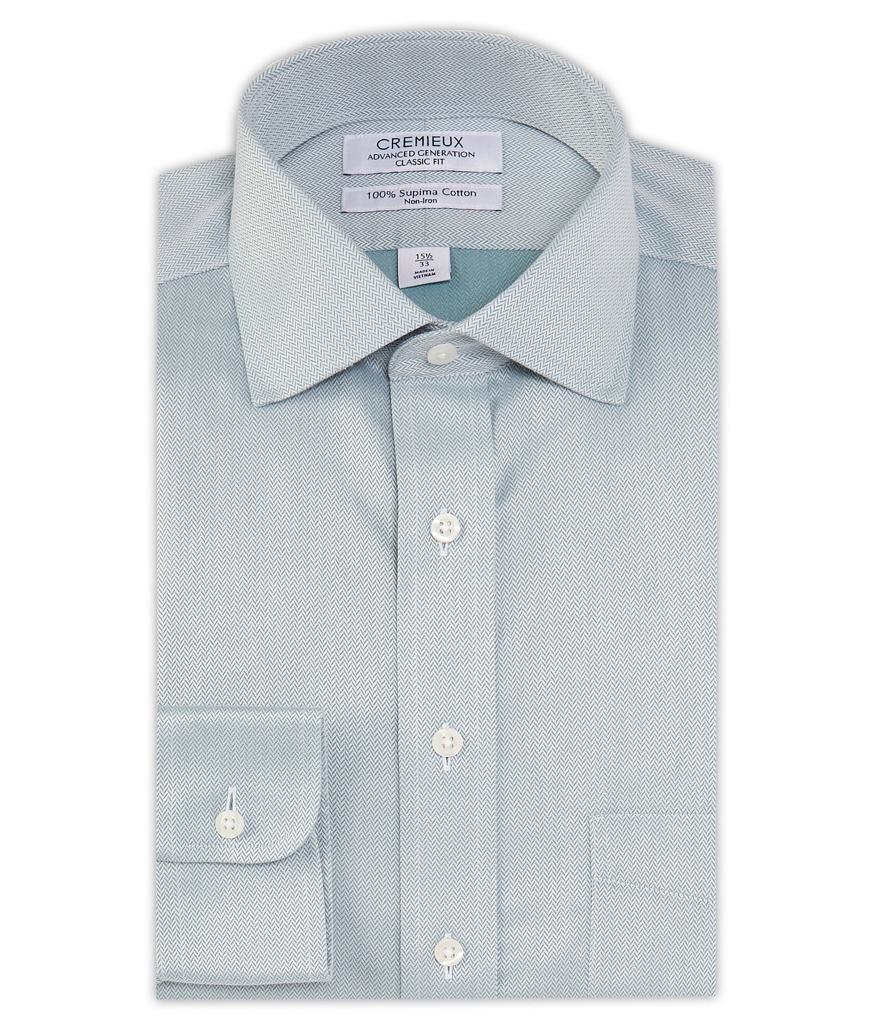 Cremieux Classic Fit Non-Iron Spread Collar Presidential Herringbone Dress Shirt