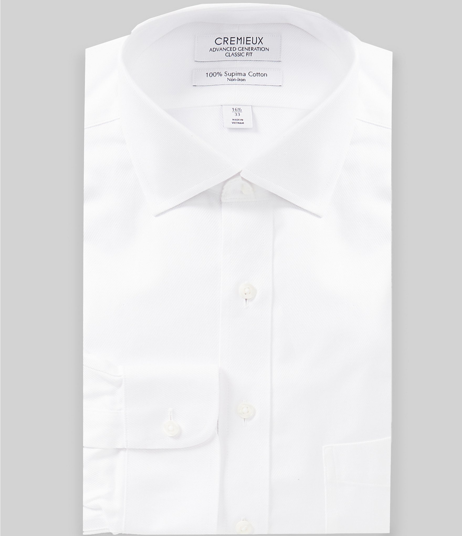 Cremieux Classic Fit Non-Iron Spread Collar Solid Stripe Twill Dress Shirt