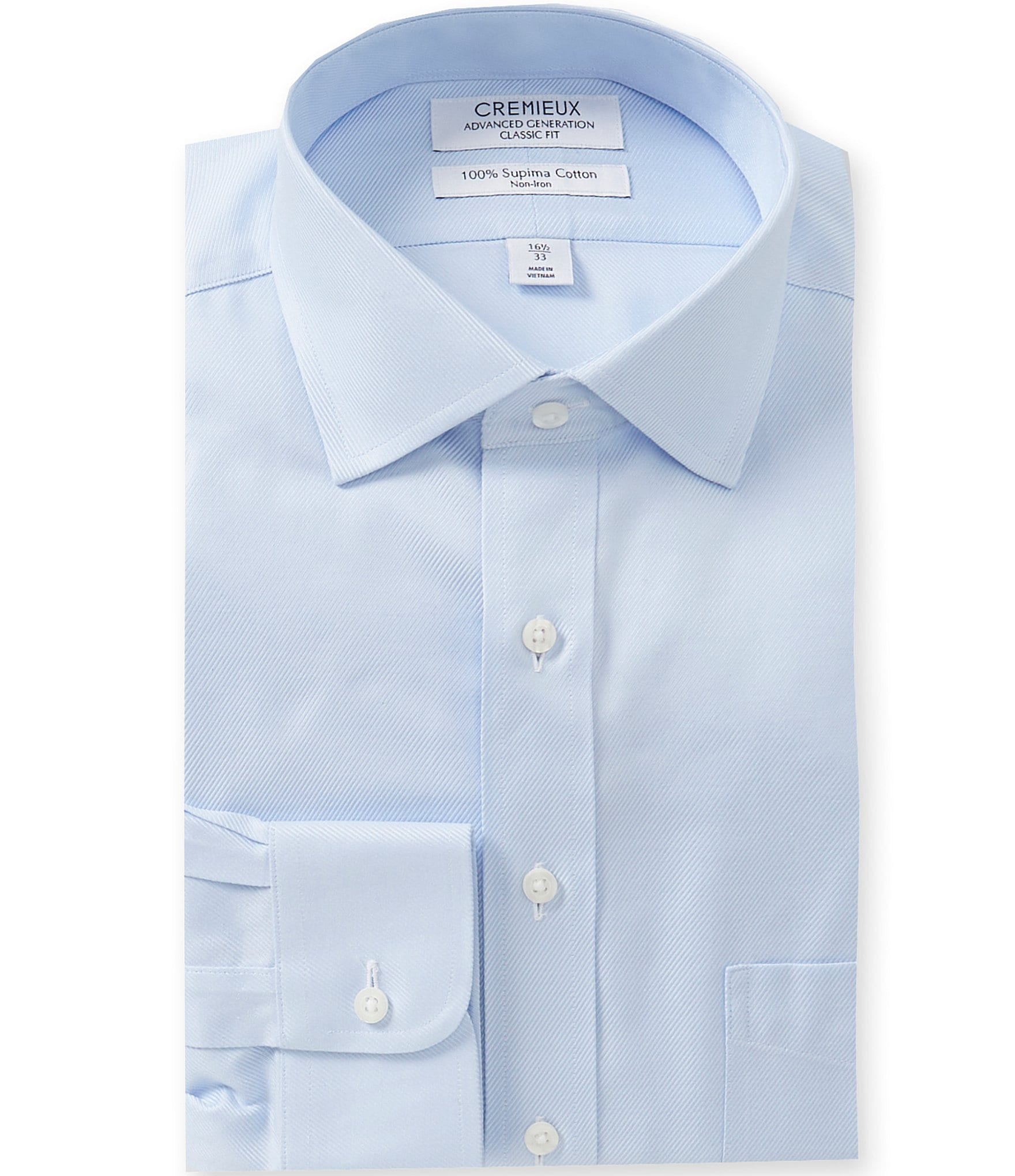 Cremieux Classic Fit Non-Iron Spread Collar Solid Stripe Twill Dress Shirt