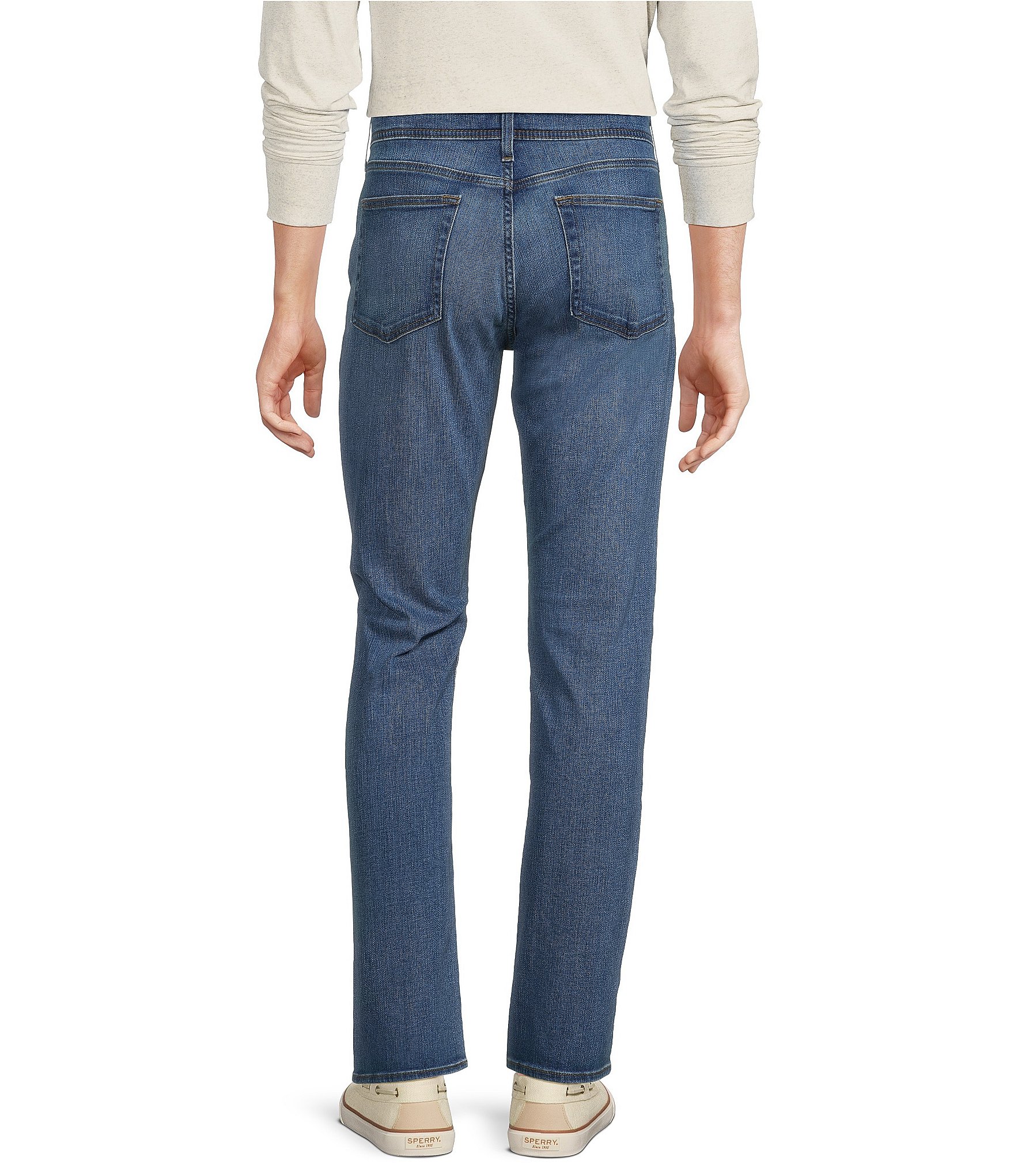 Premium Denim Relaxed Straight Fit Light Wash Stretch Jeans