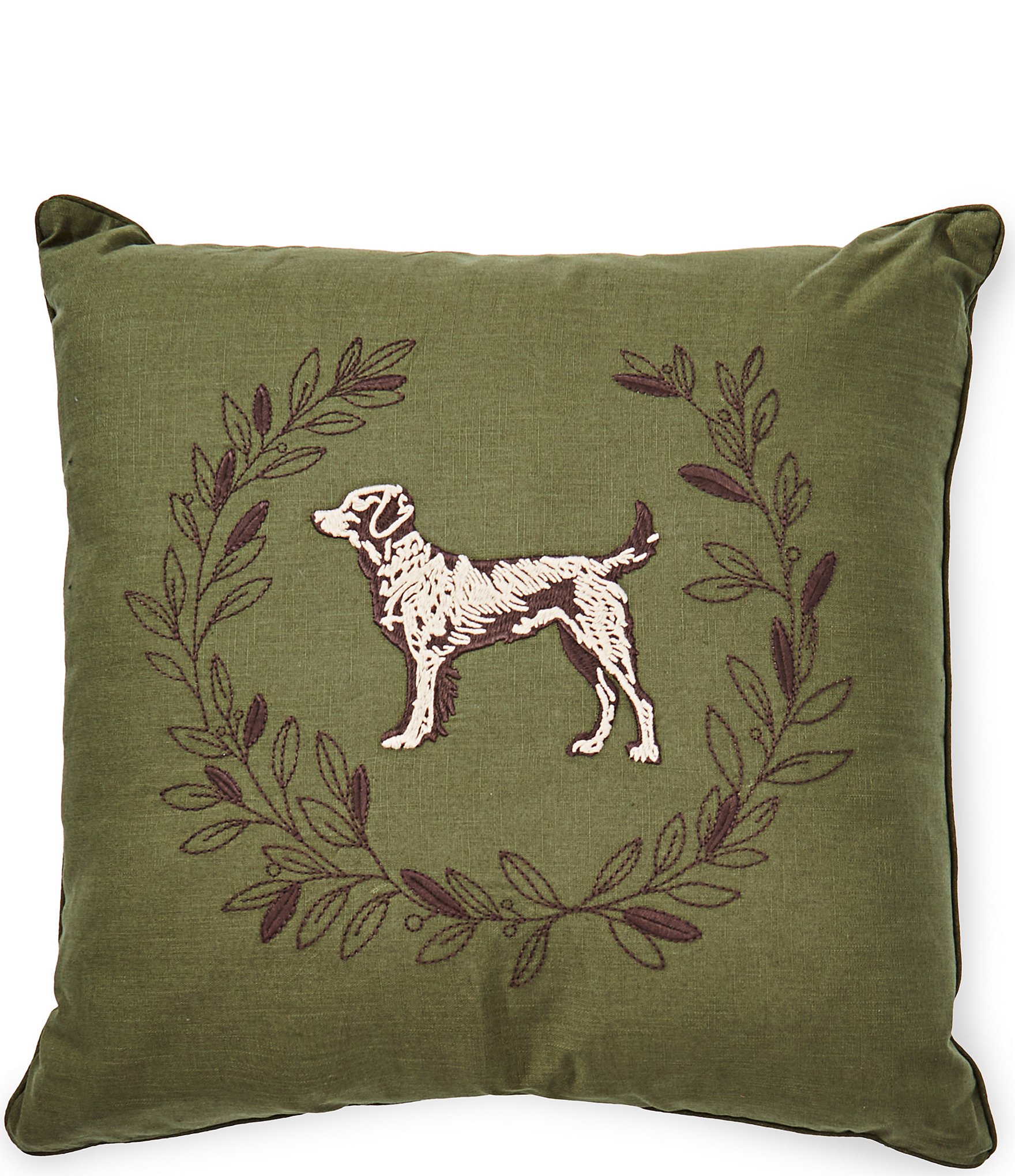 Cremieux Duke Collection Dog Embroidered Decorative Square Pillow