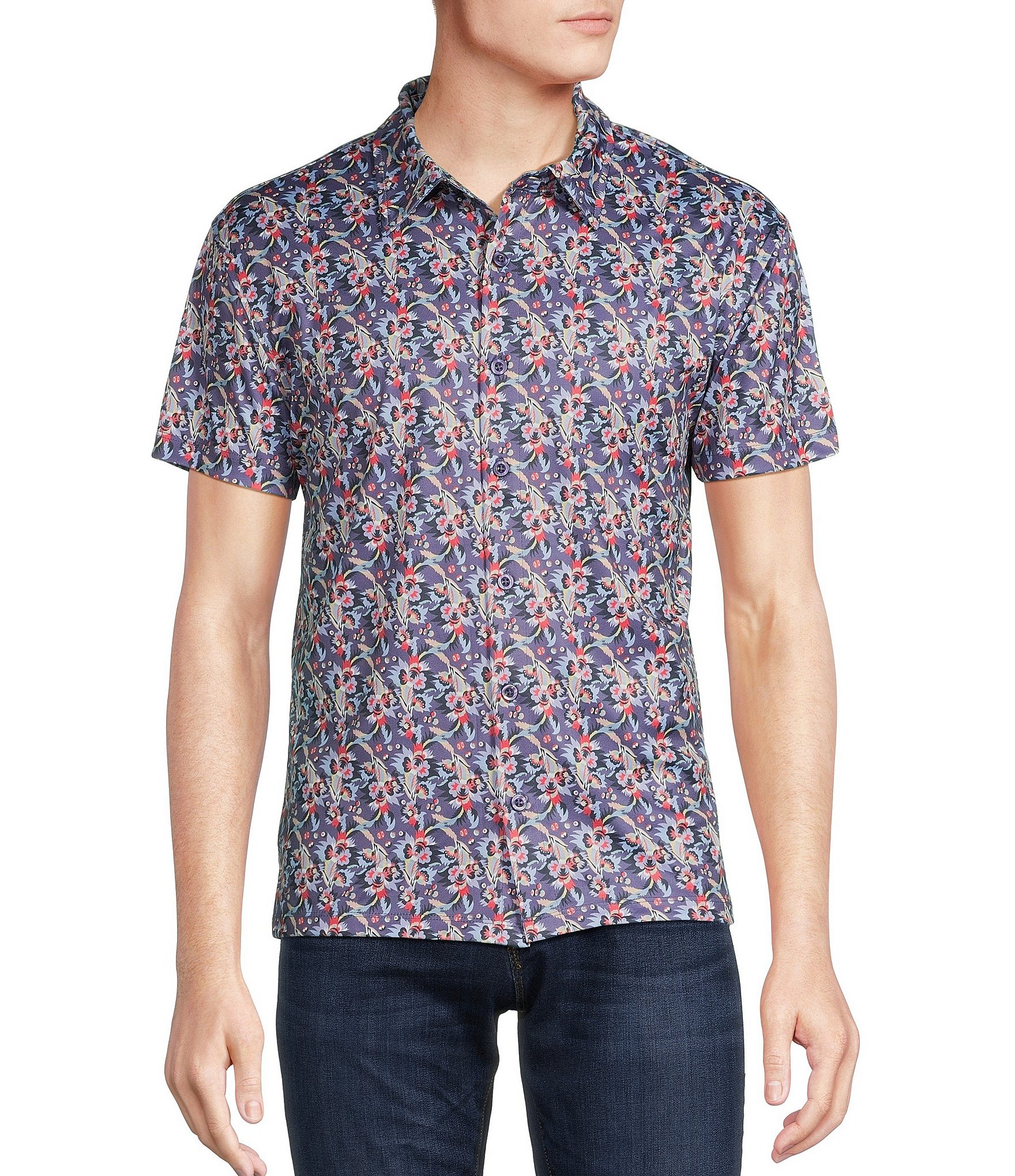 Cremieux Haegen Full Knit Printed Short Sleeve Shirt