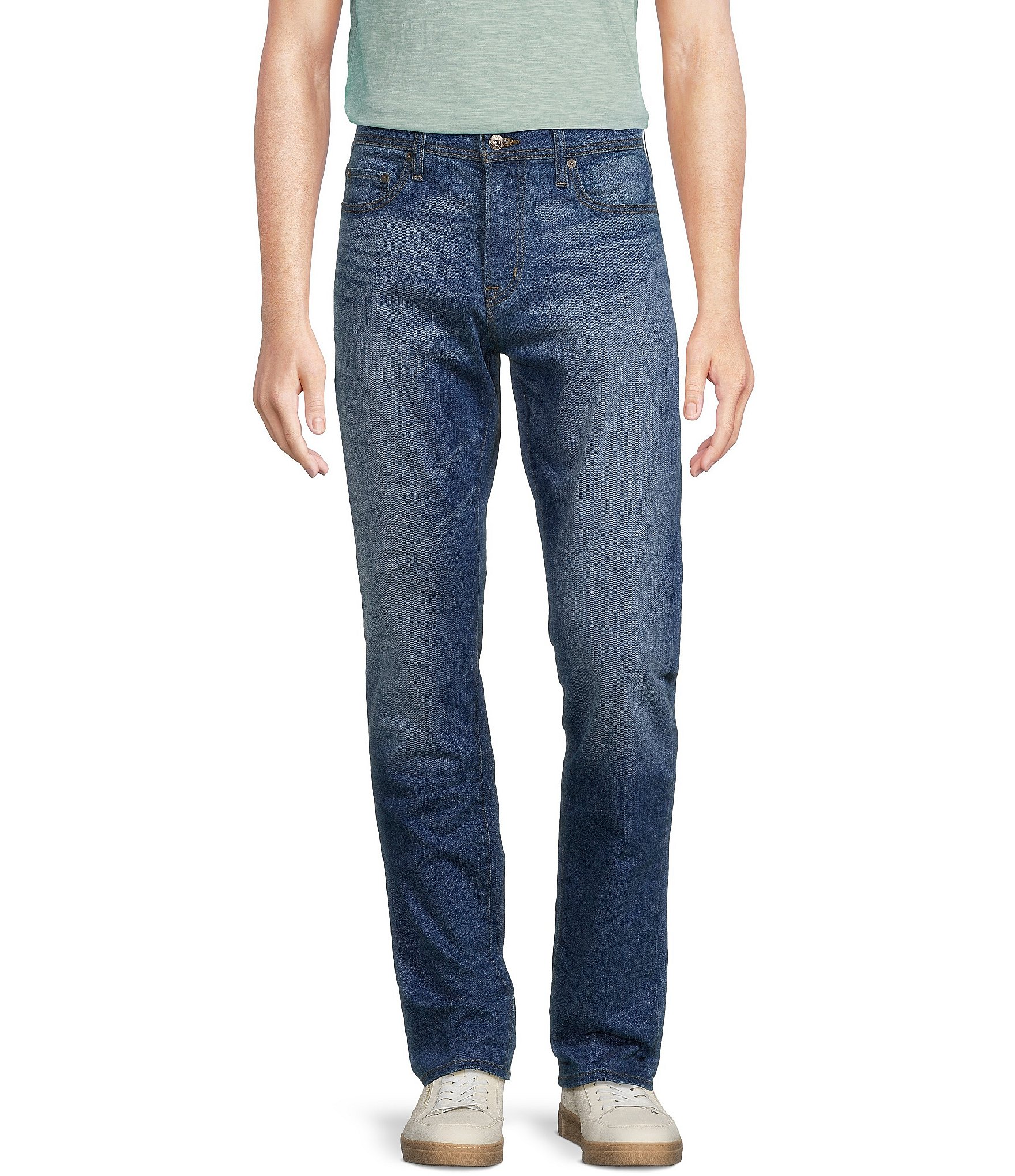 Premium Denim Straight Fit Light Wash Stretch Jeans | Dillard's