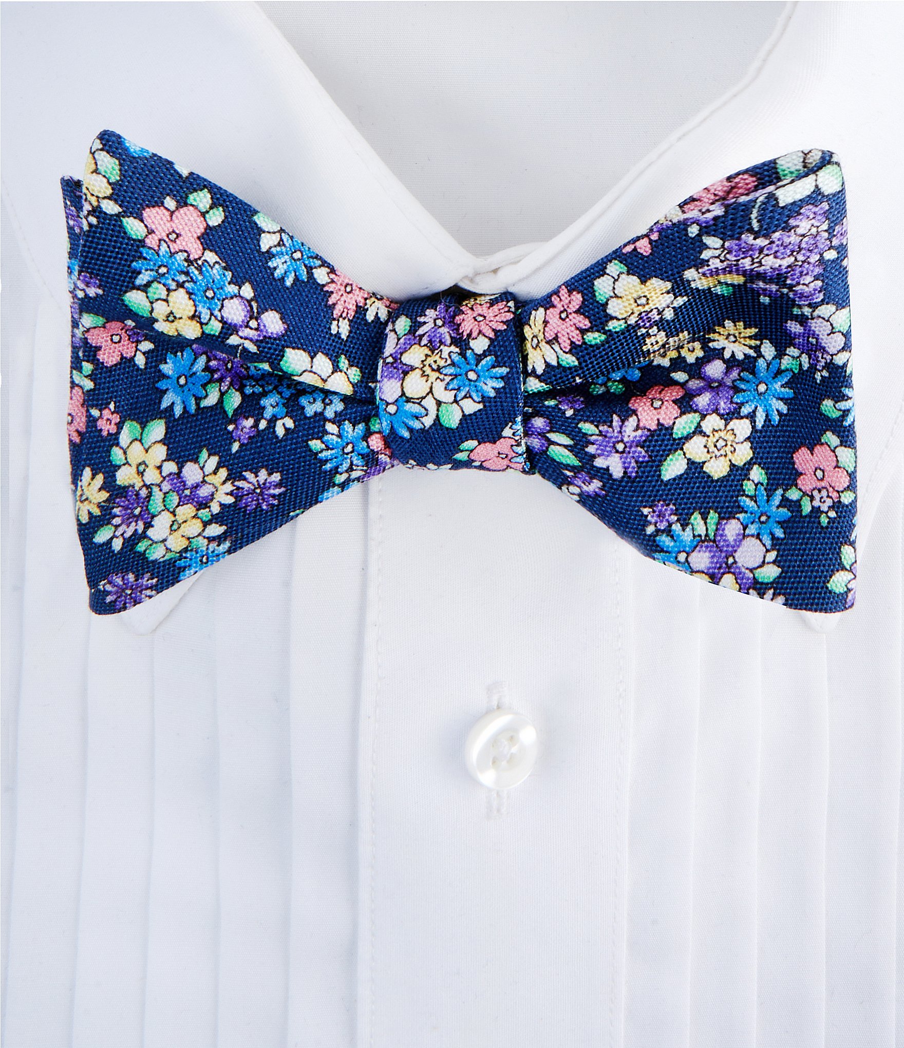 Cremieux Mini Flower Print Woven Silk Blend Bow Tie