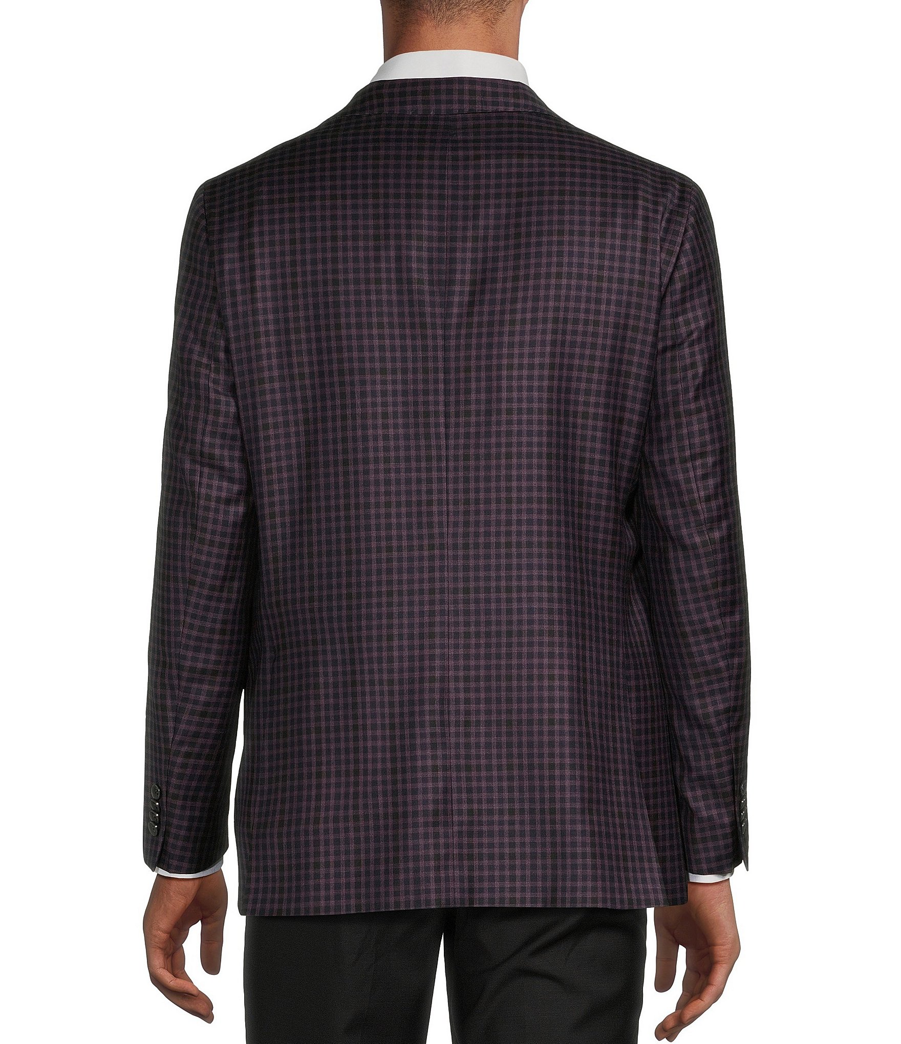 Cremieux Modern Fit Dark Plaid Pattern Wool Sport Coat