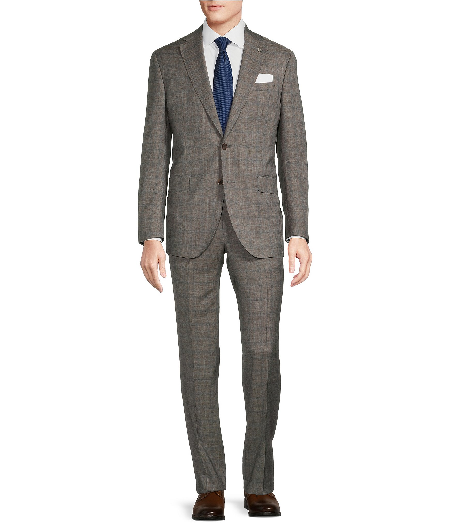 Cremieux Modern Fit Flat Front Plaid 2-piece Suit 