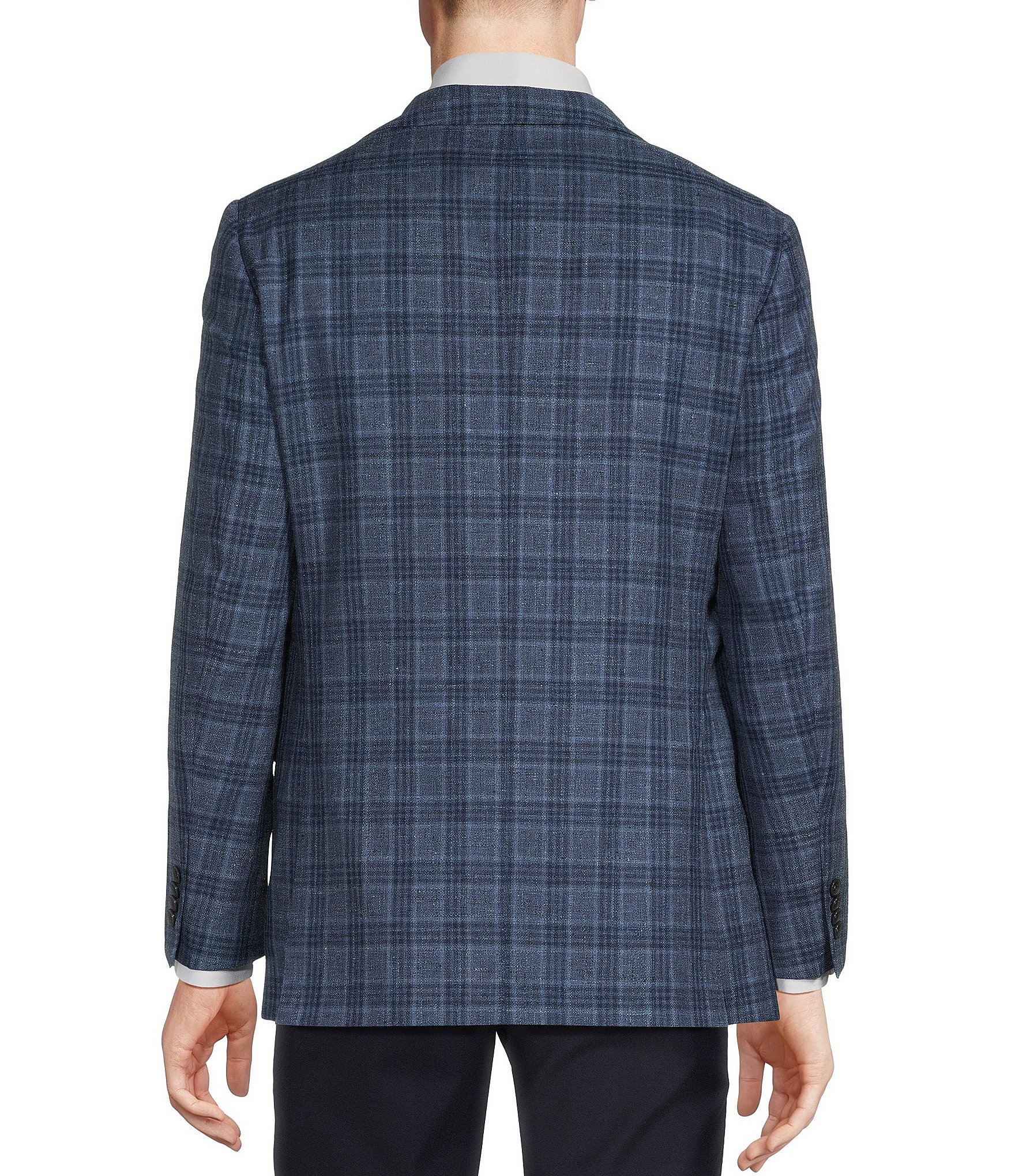 Cremieux Modern Fit Allover Blue Plaid Pattern Sport Coat