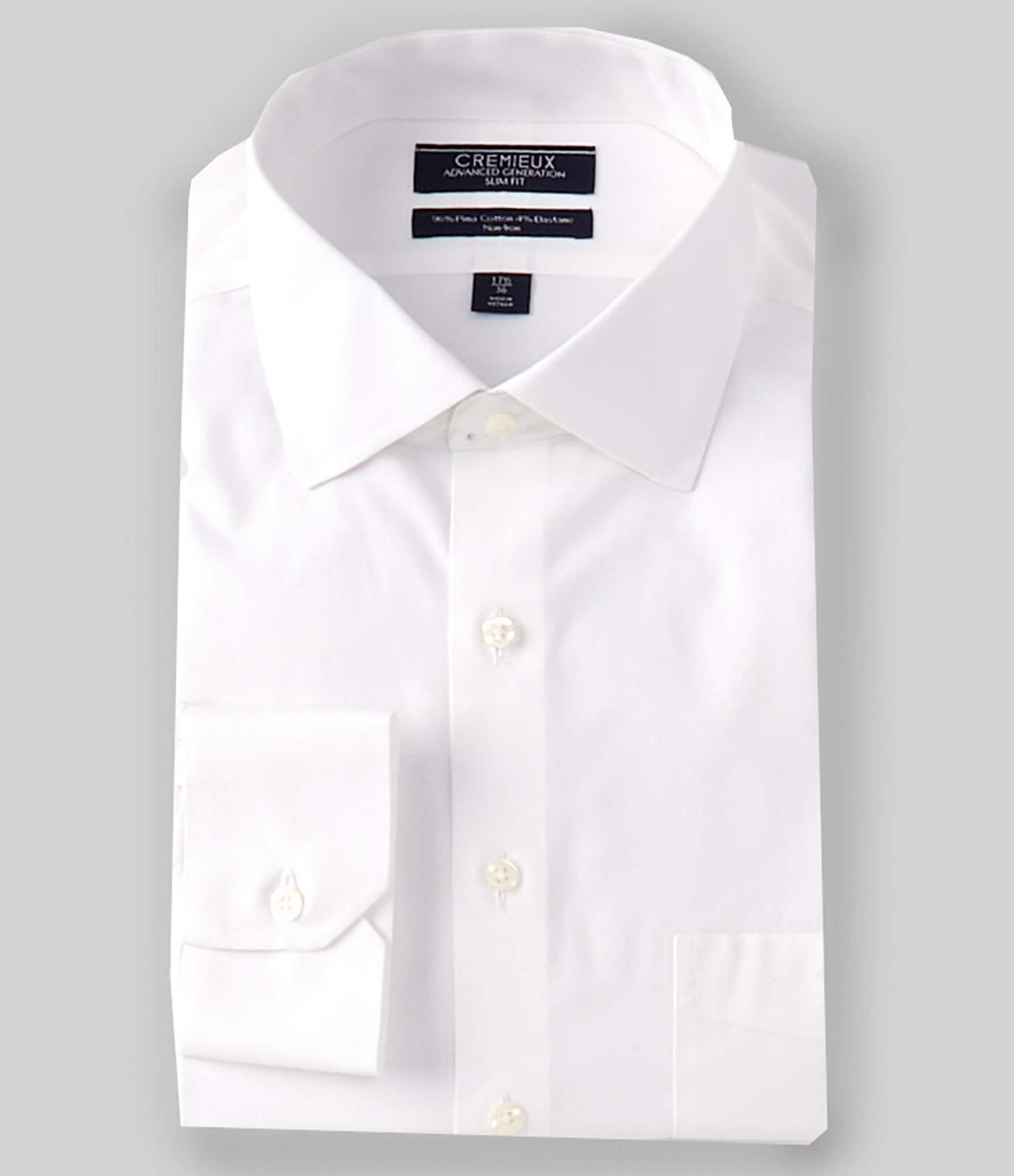 Cremieux Non-Iron Slim-Fit With Stretch Spread Collar White Dress Shirt ...