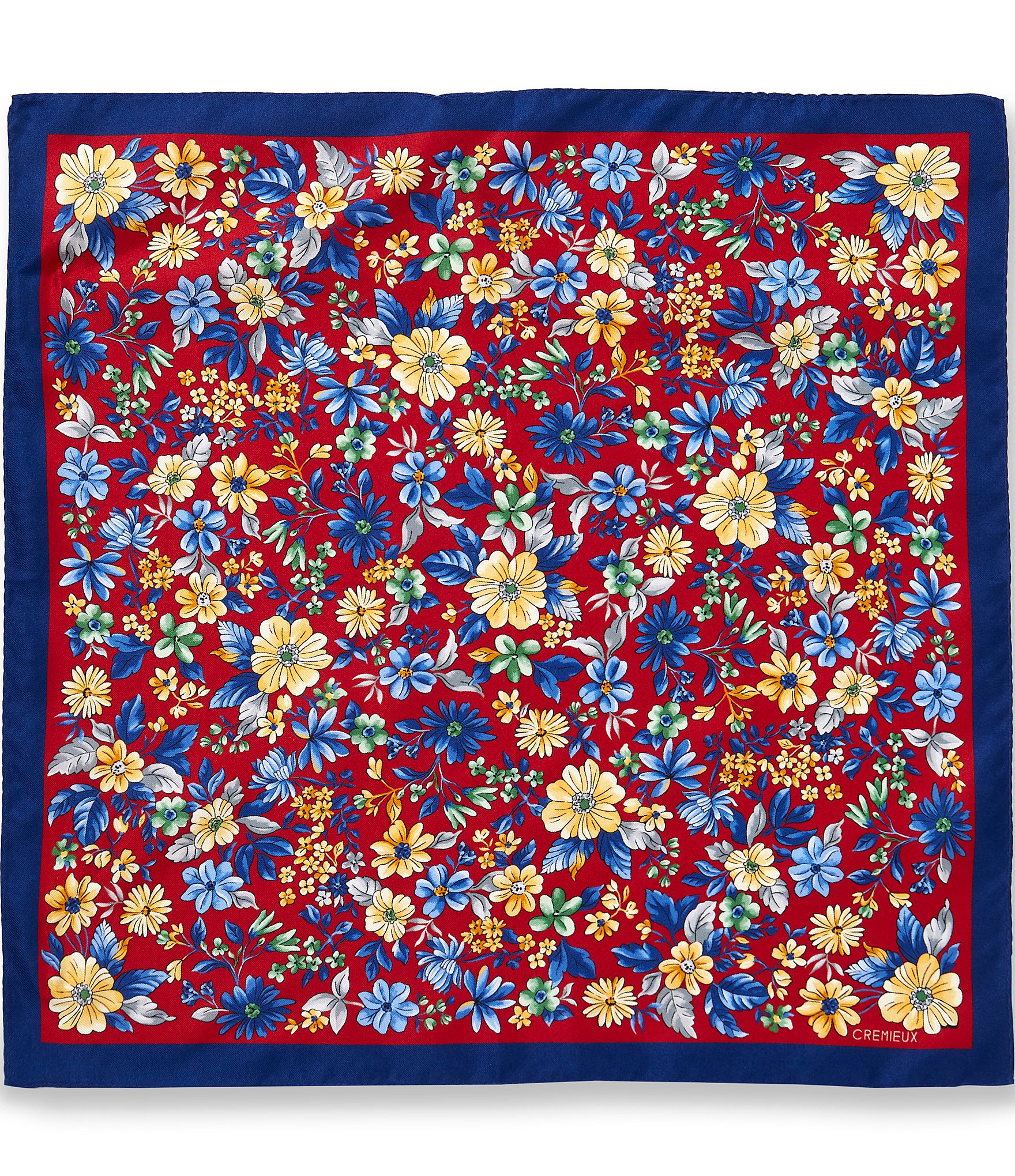 Cremieux Phoenix Bordered Flowers Woven Silk Pocket Square