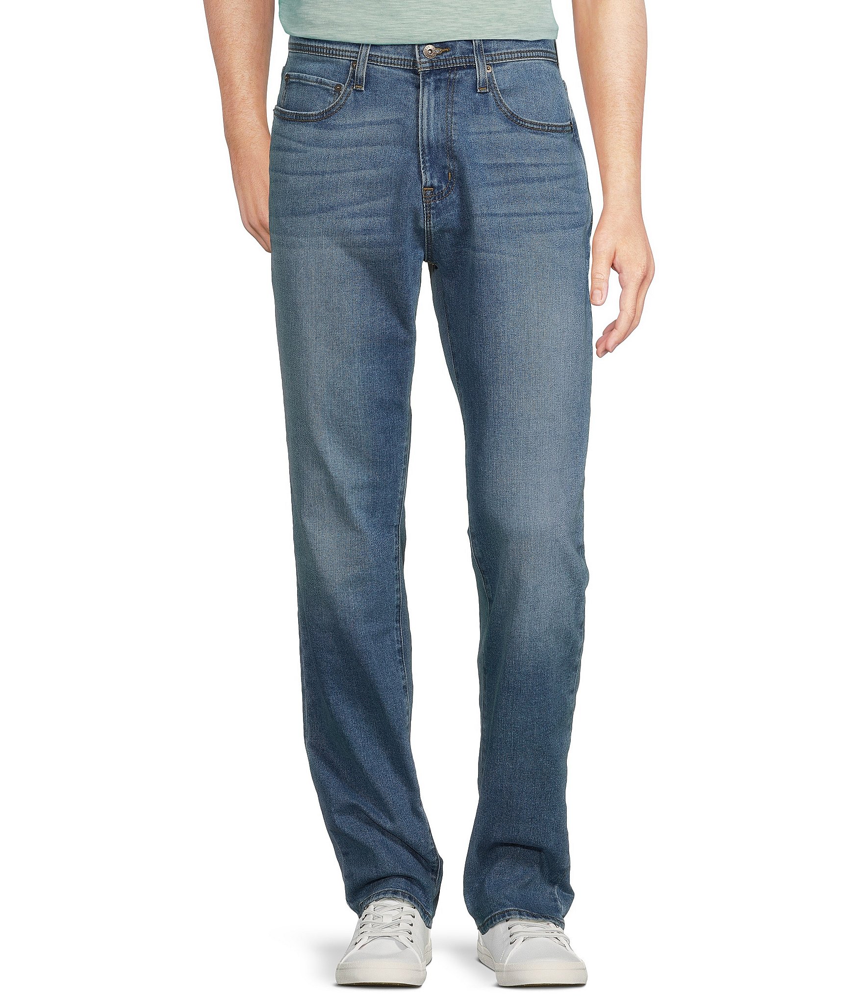 Premium Denim Relaxed Straight Fit Light Blue Stretch Jeans | Dillard's