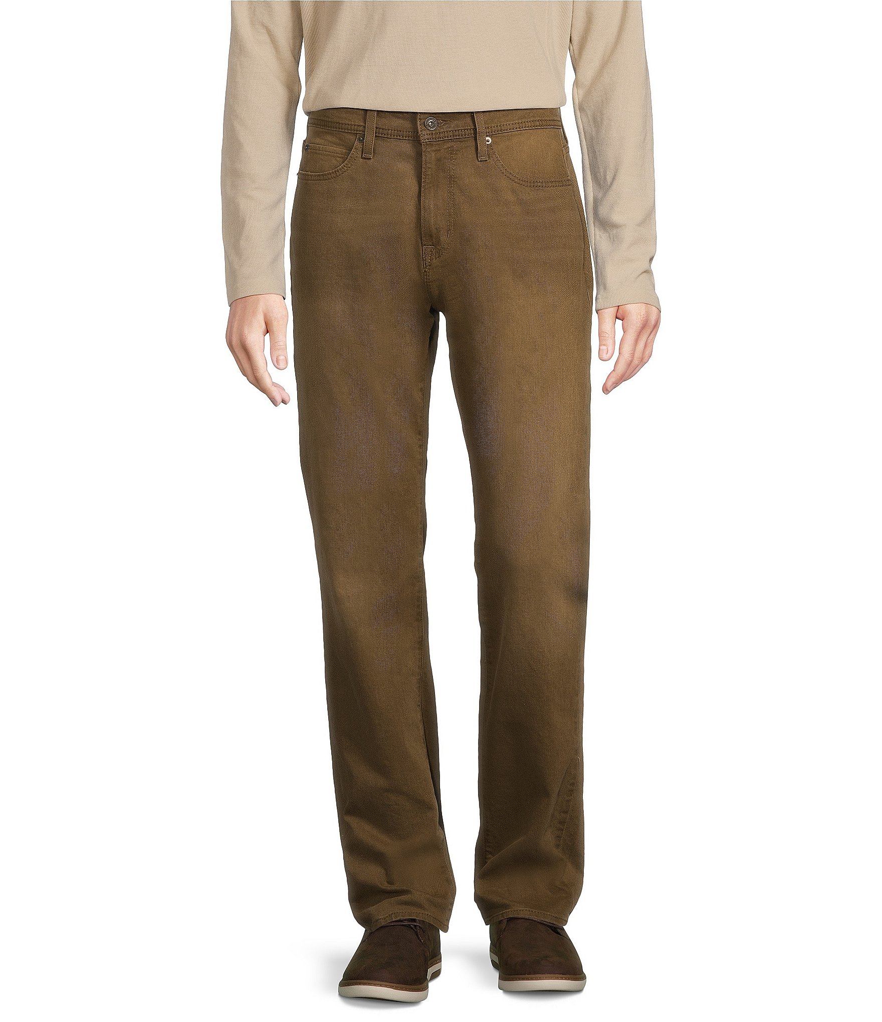 Premium Denim Relaxed Straight Fit Dark Brown Stretch Jeans | Dillard's