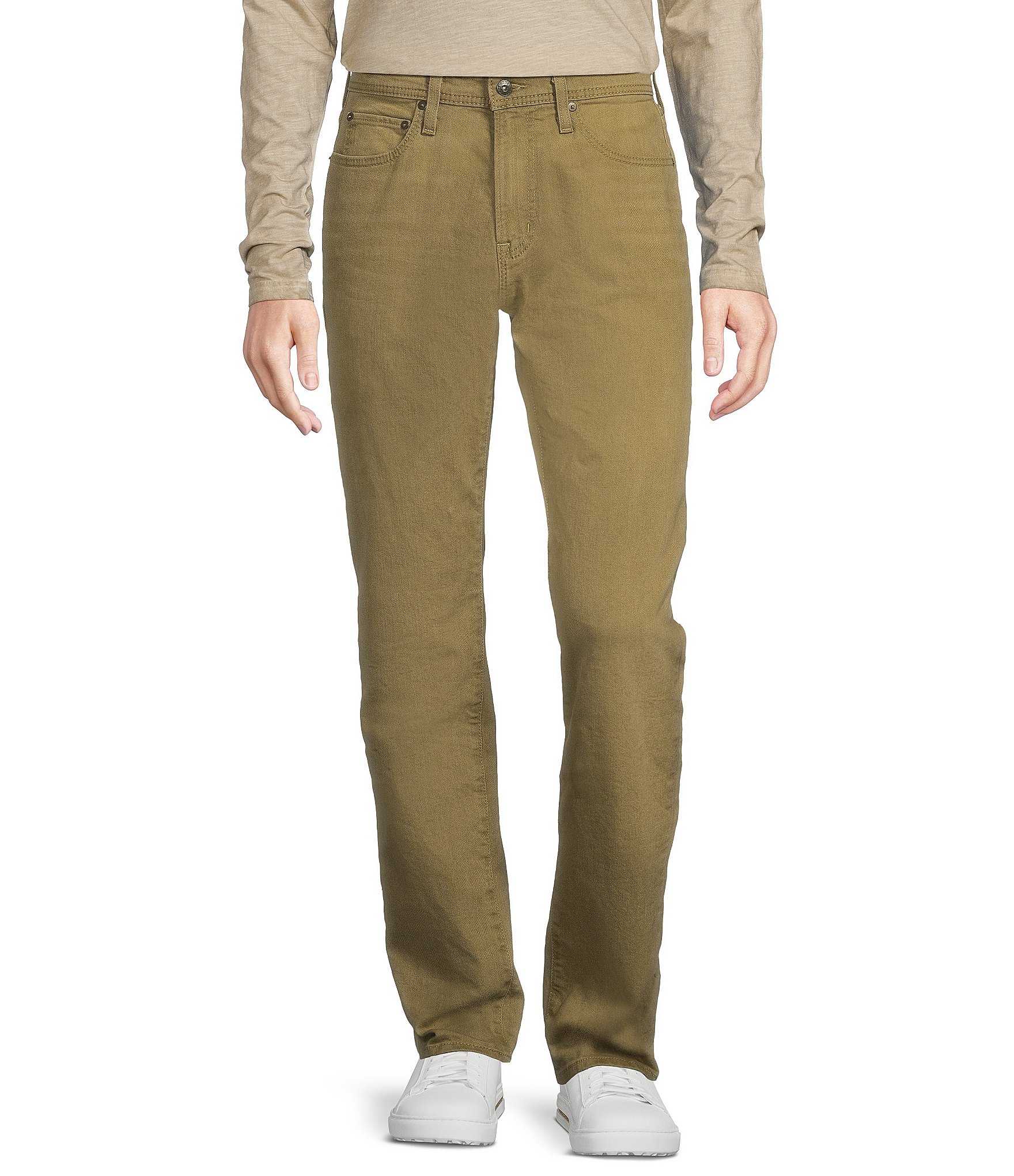 Premium Denim Relaxed Straight Fit Khaki Stretch Jeans | Dillard's
