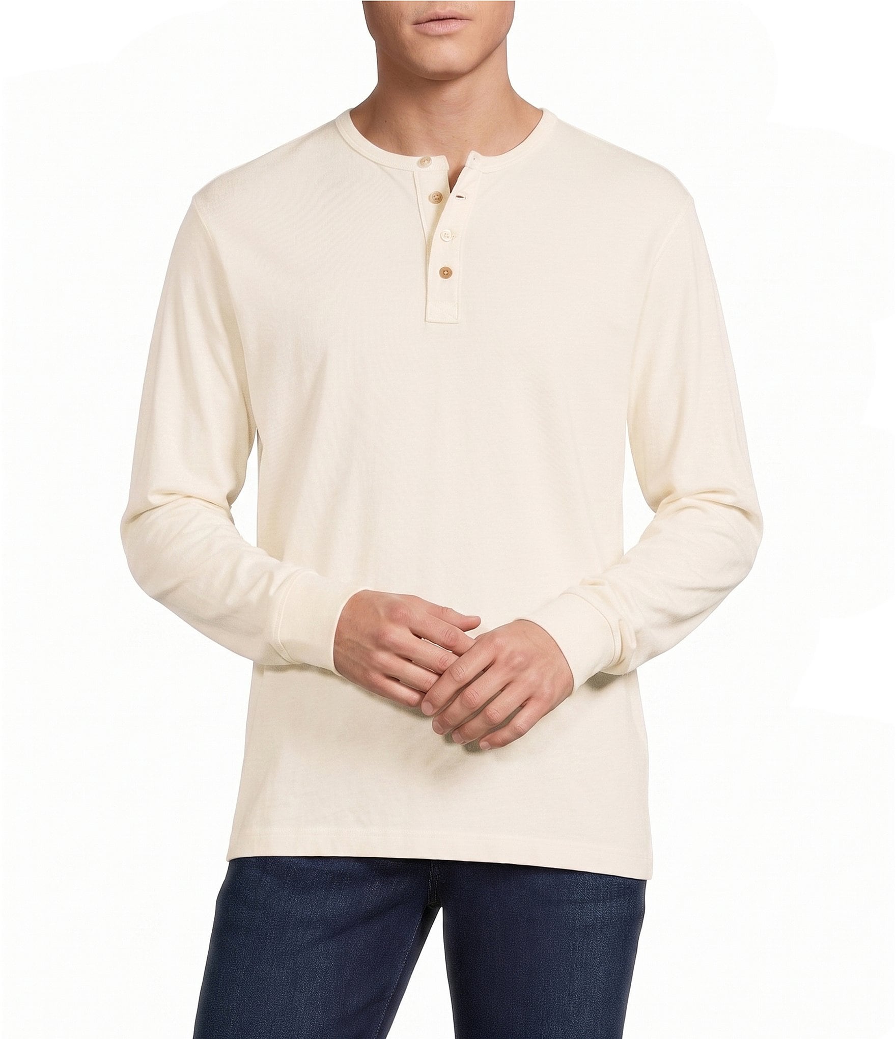 Cremieux Premium Denim Solid Long Sleeve Henley Shirt