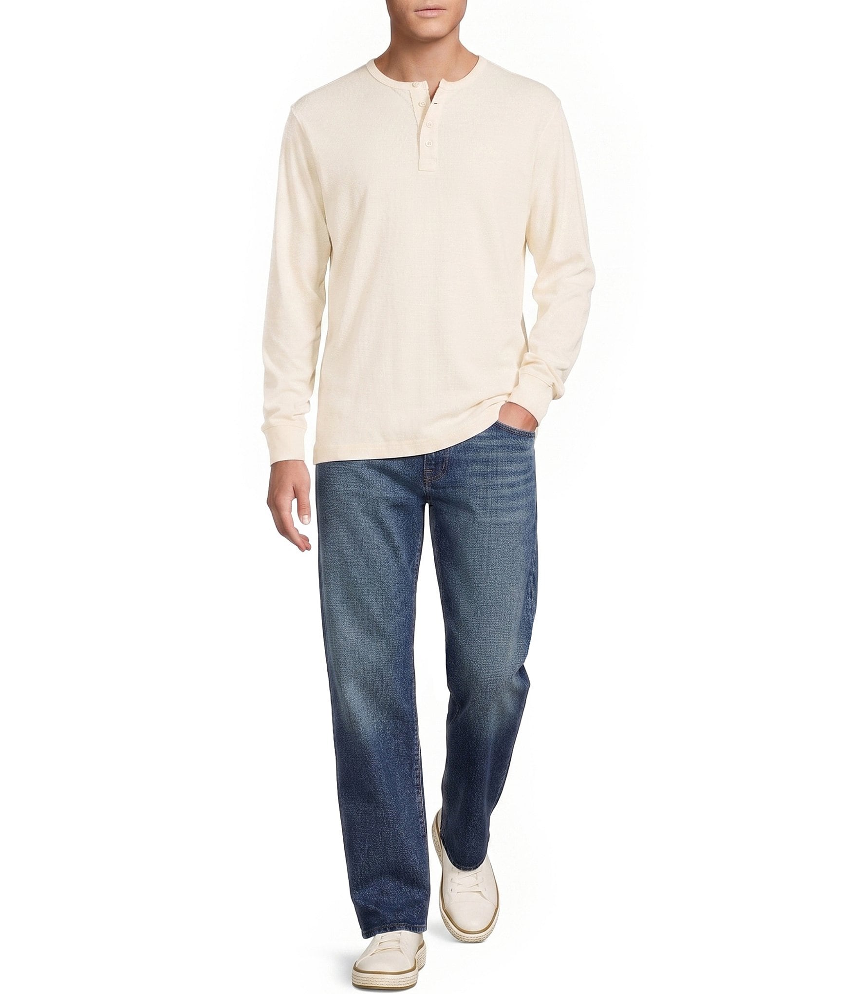 Cremieux Premium Denim Solid Long Sleeve Henley Shirt