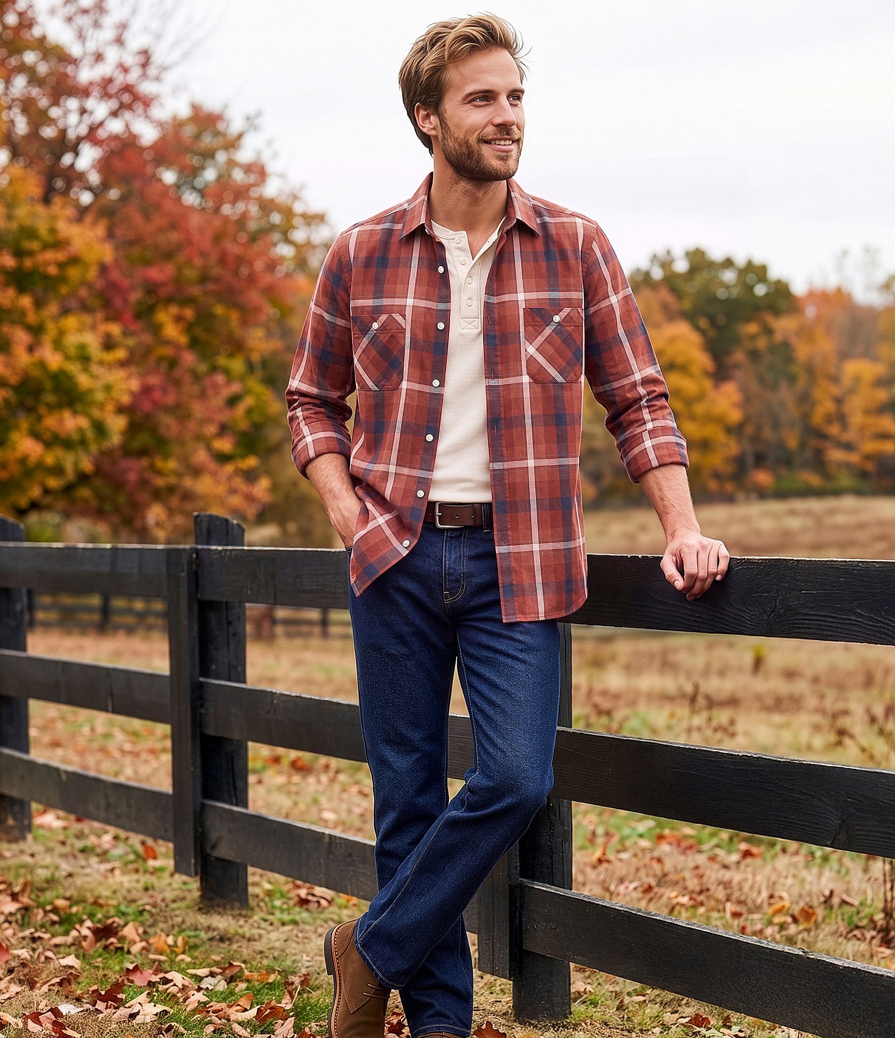 Cremieux Premium Denim Solid Long Sleeve Henley Shirt
