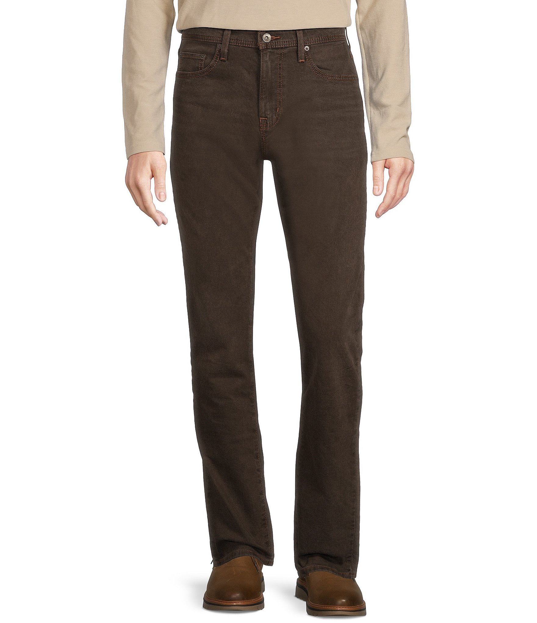 Premium Denim Straight Fit Dark Brown Stretch Jeans | Dillard's