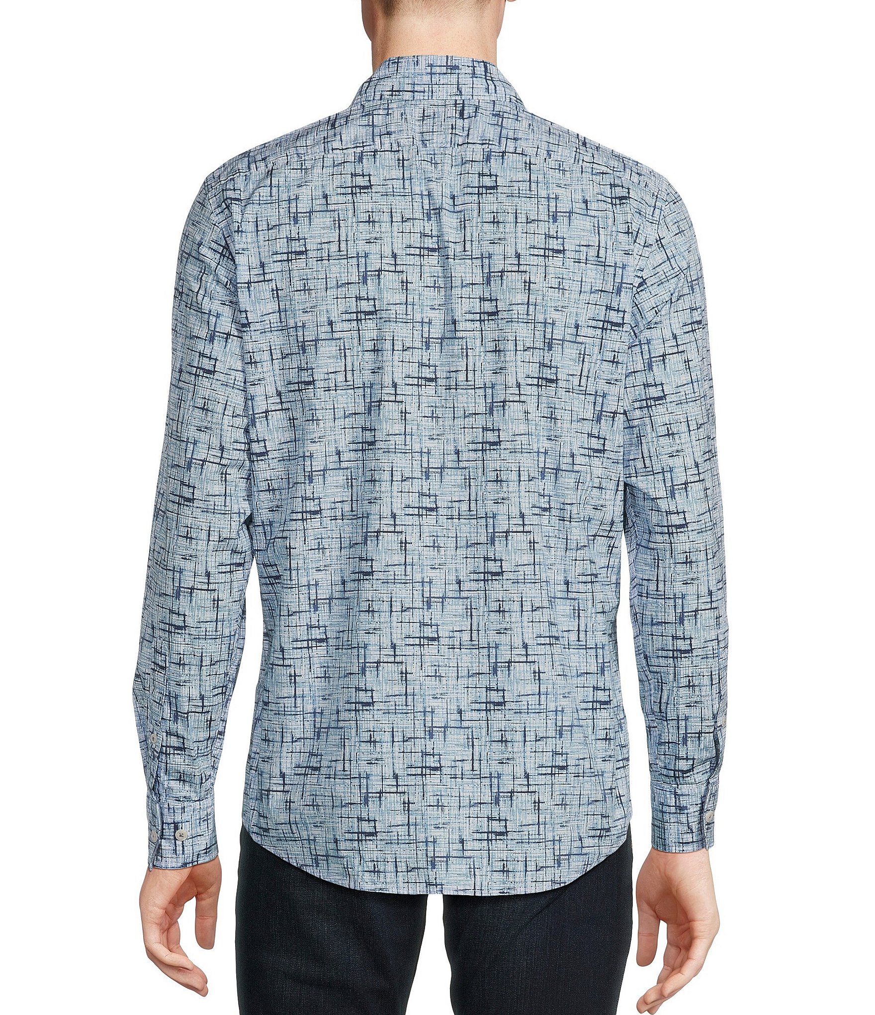 Cremieux Premium Denim Stretch Abstract Print Long Sleeve Woven Shirt