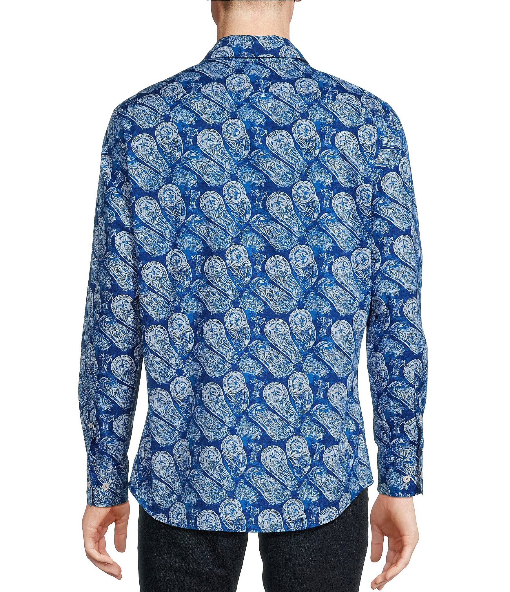 Cremieux Premium Denim Stretch Denim Print Long Sleeve Woven Shirt