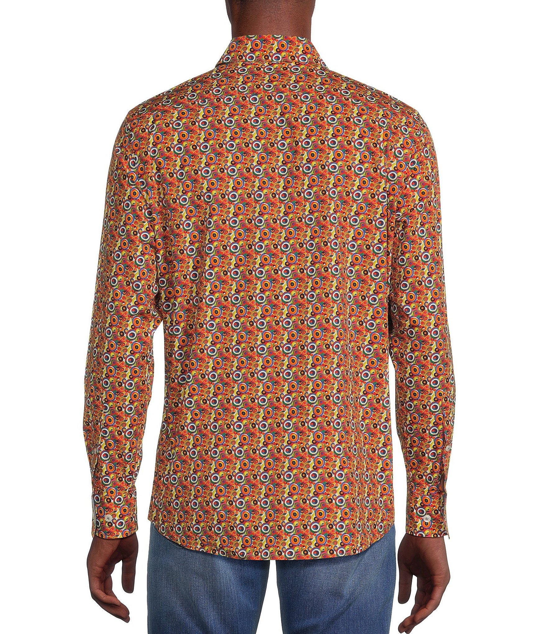 Cremieux Premium Denim Stretch Geo Print Long Sleeve Woven Shirt