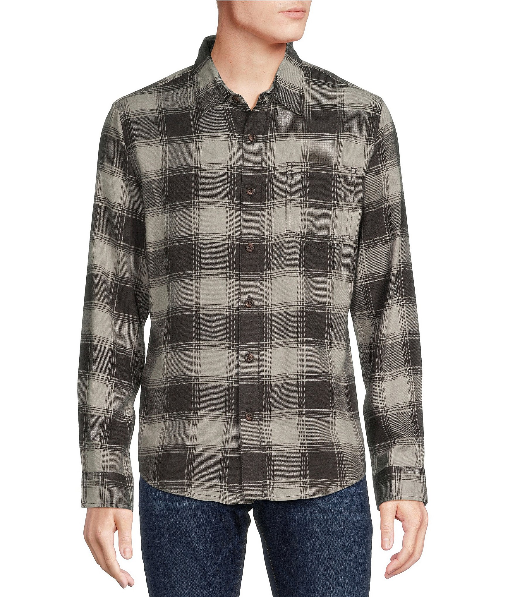 Cremieux Premium Denim Travez Large Plaid Long Sleeve Woven Shirt ...