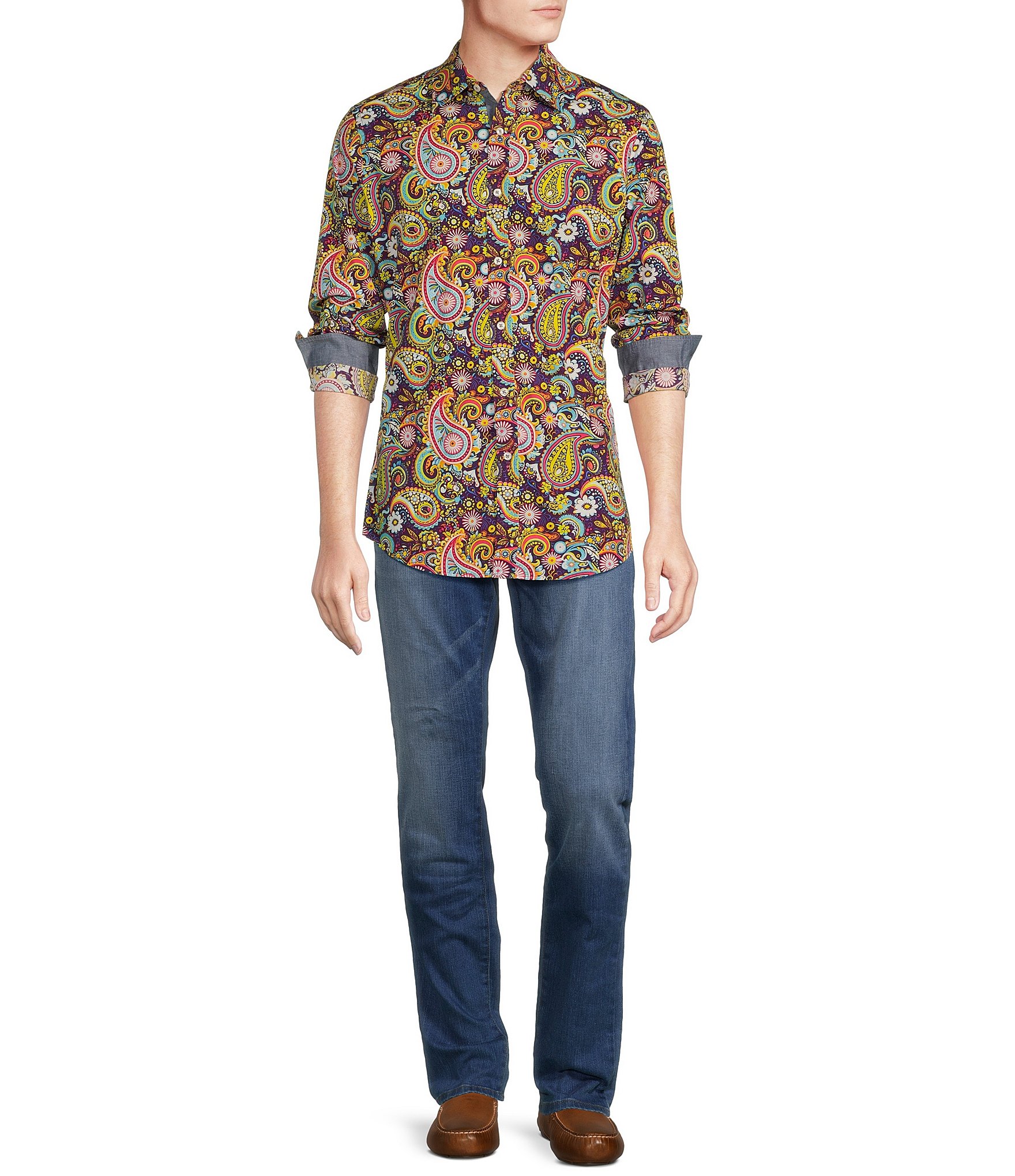 Cremieux Premium Stretch Paisley Long Sleeve Woven Shirt