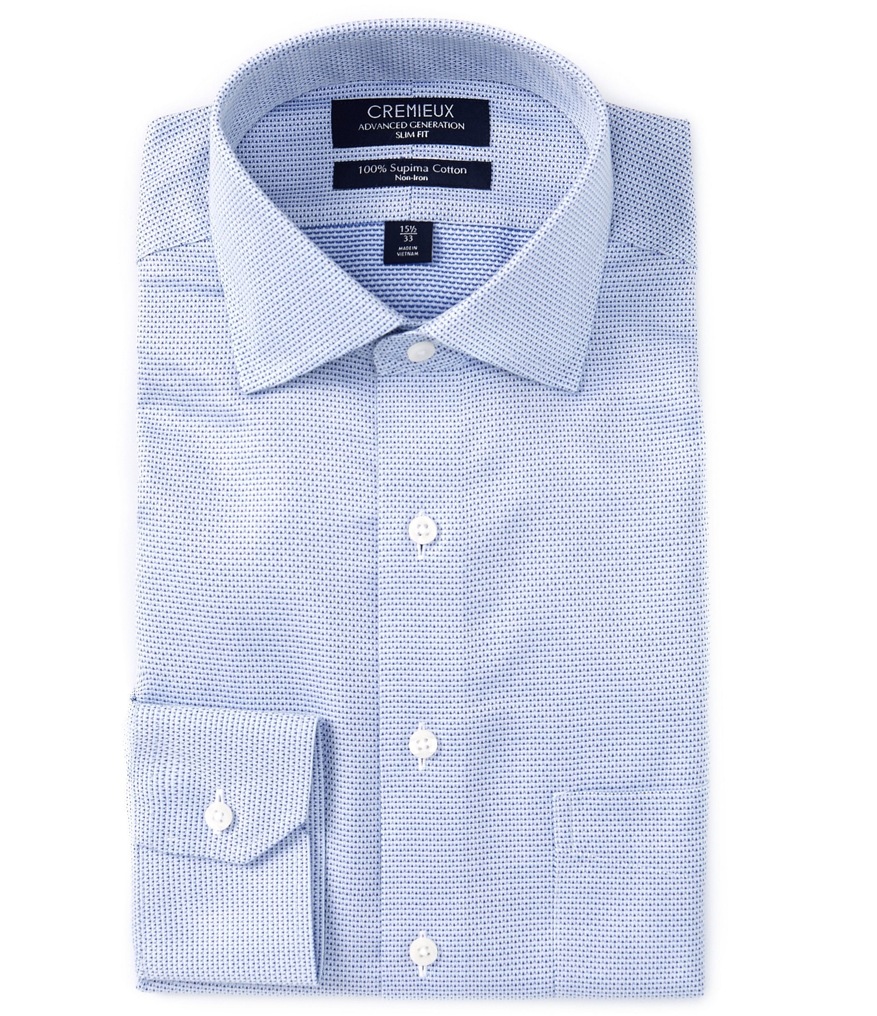 Cremieux Slim Fit Non-Iron Spread Collar Textured Dobby Dress Shirt