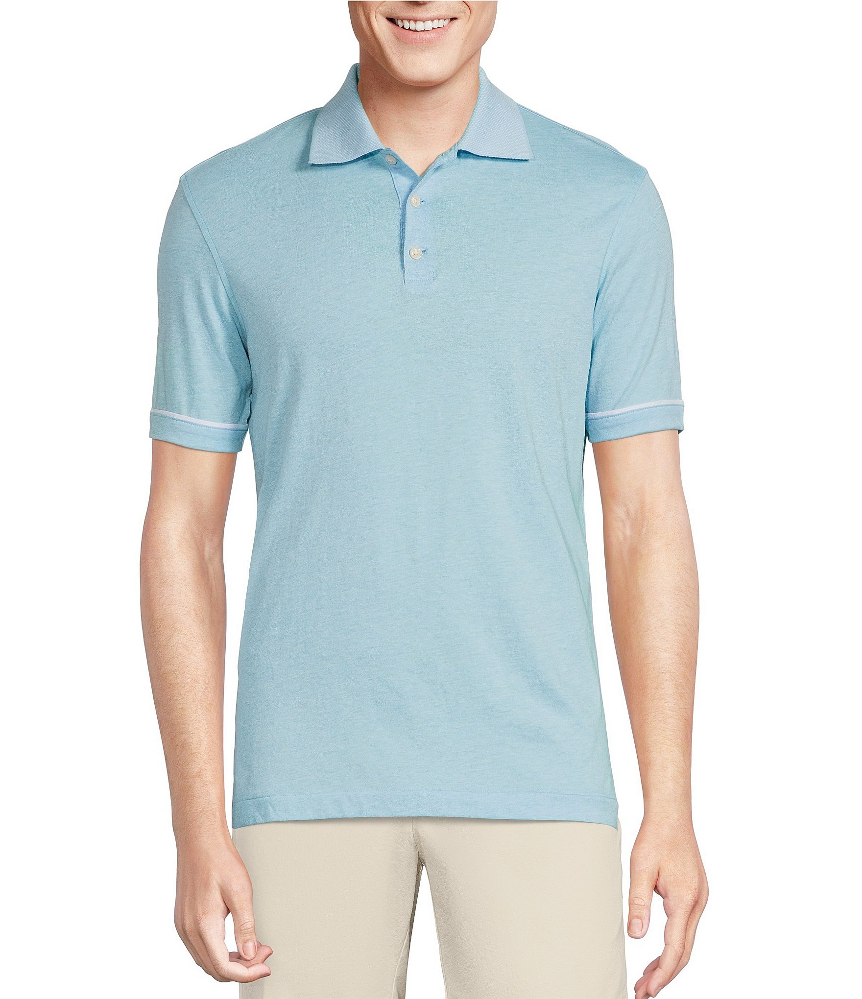 Cremieux St. Barts Collection Solid Short-Sleeve Jacquard Collar Polo ...