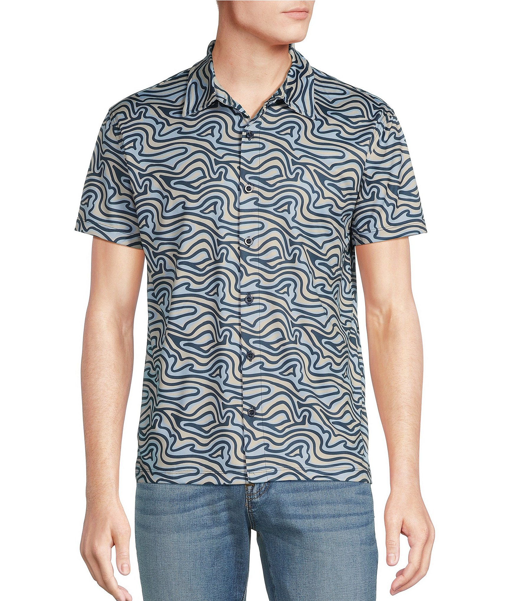 Cremieux Vanvey Full Knit Short Sleeve Button Front Shirt