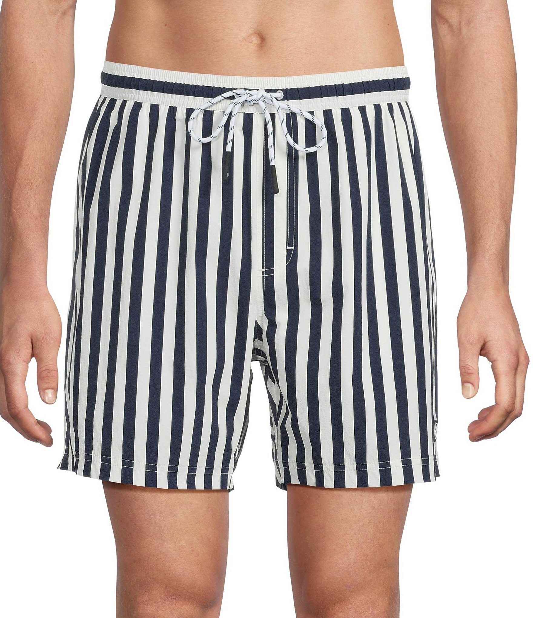 Cremieux Wide Stripe Print 6#double; Inseam Swim Trunks