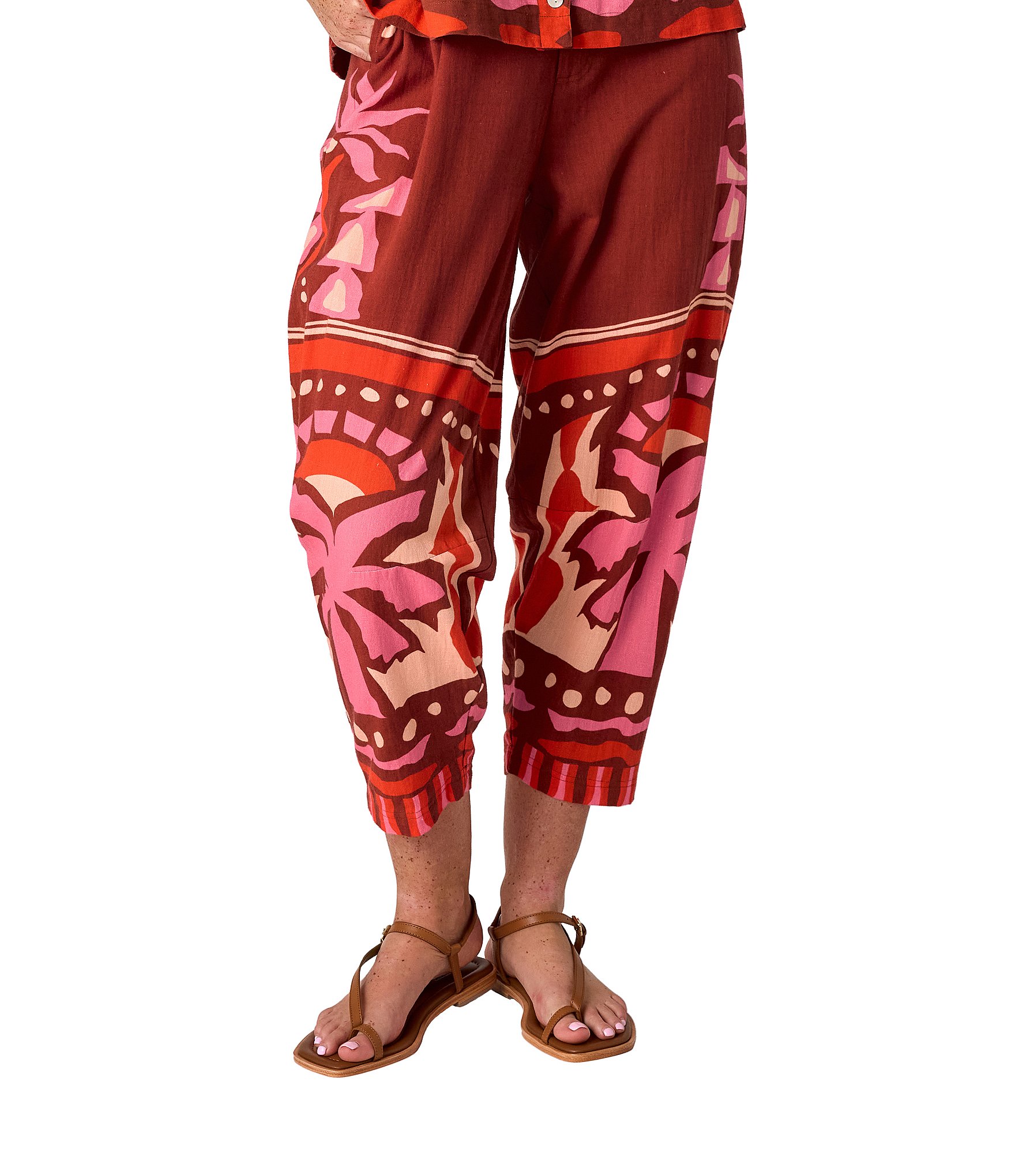 CROSBY by Mollie Burch Bernie Printed Cotton Linen Blend Coordinating Relaxed Fit Pants